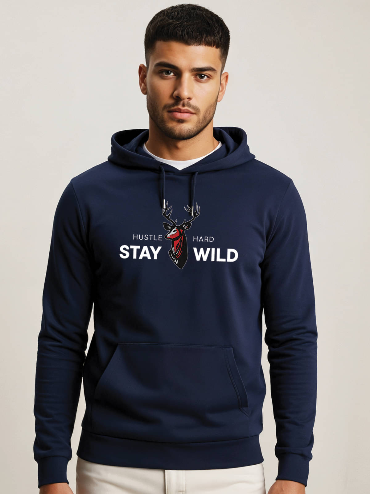    			Adro Fleece Hooded Men's Sweatshirt - Navy Blue ( Pack of 1 )