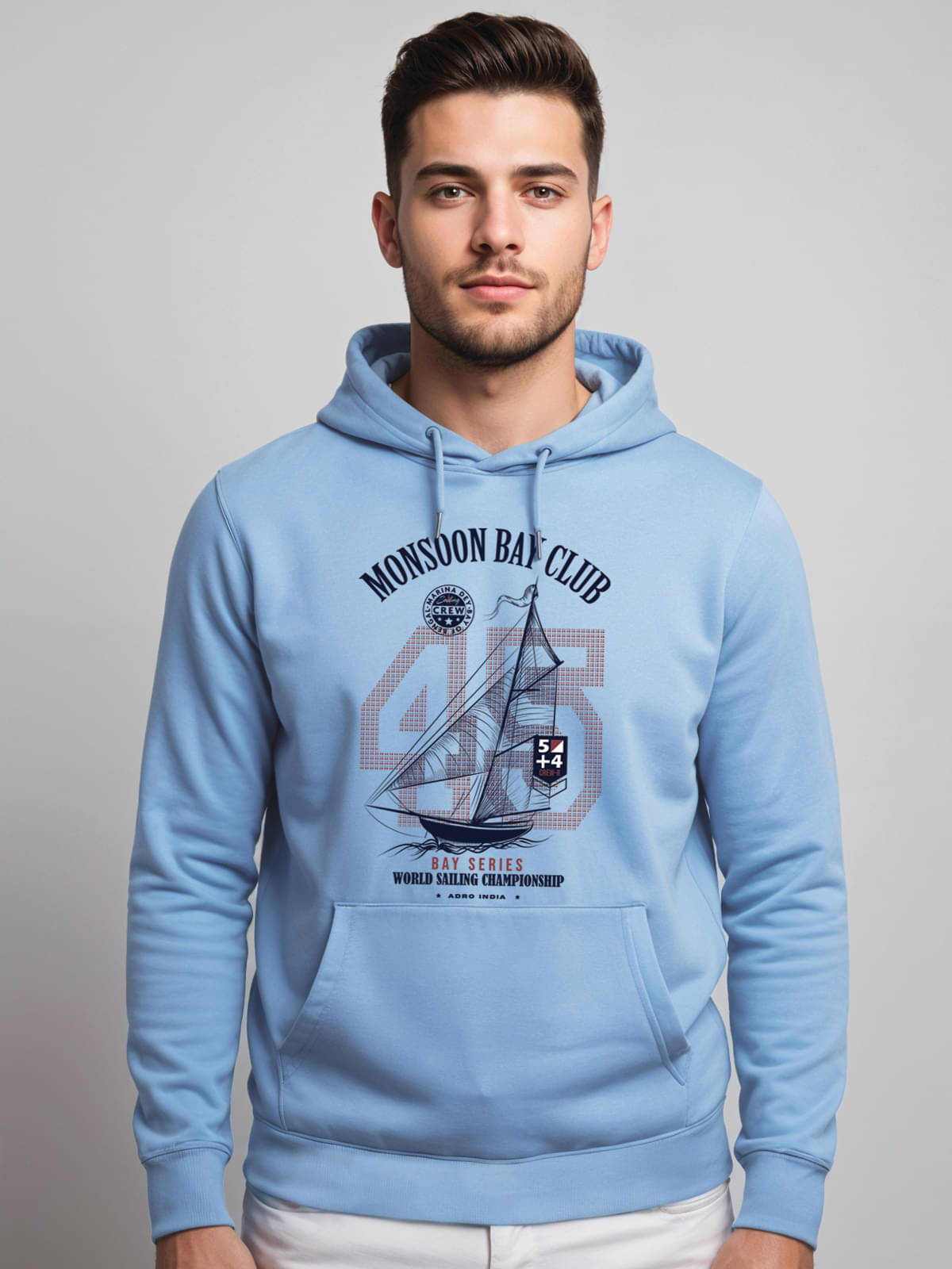 Adro Fleece Hooded Men's Sweatshirt - Light Blue ( Pack of 1 ) Adro Fleece Hooded Men's Sweatshirt - Light Blue ( Pack of 1 )
