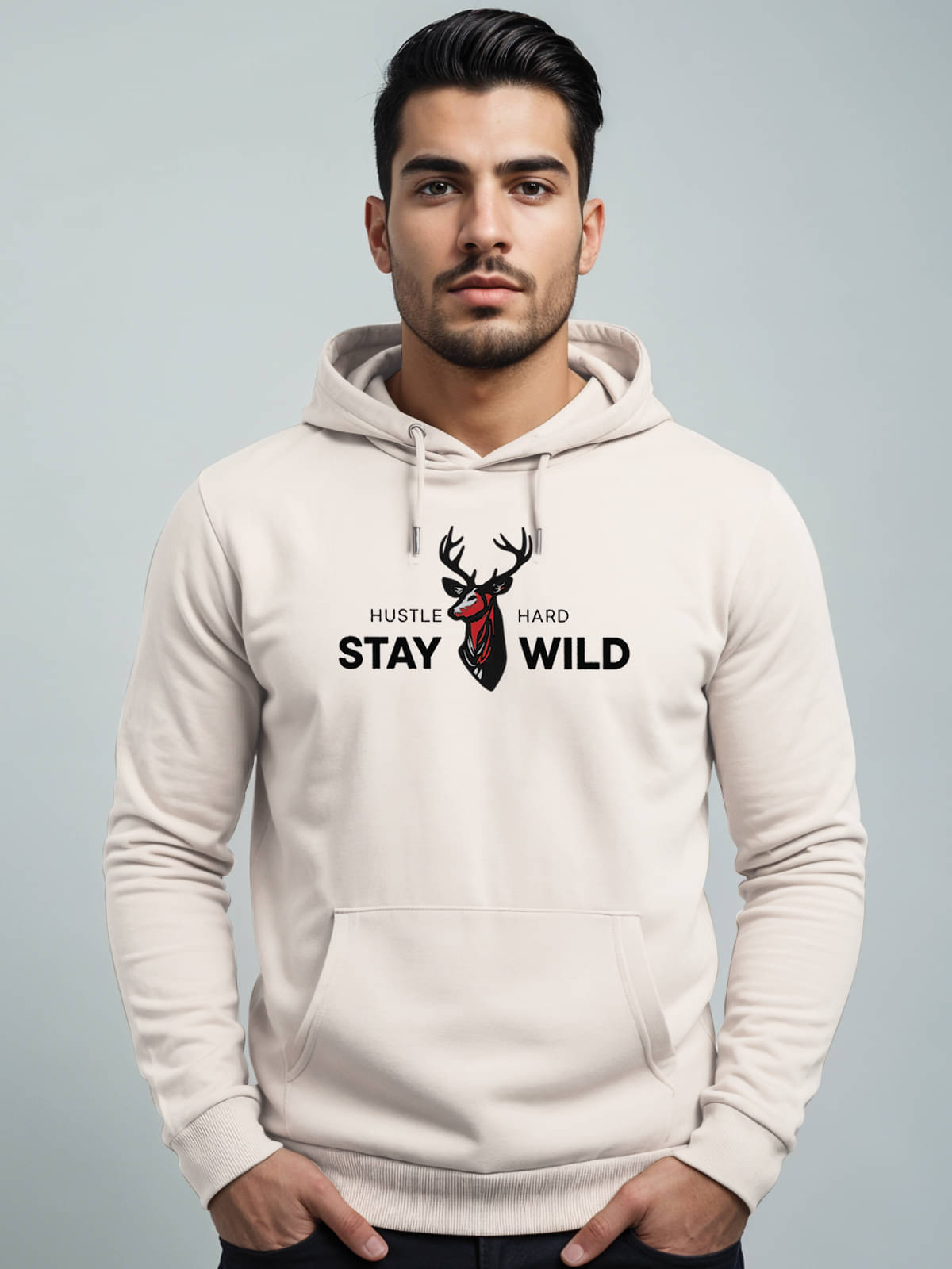 Adro Fleece Hooded Men's Sweatshirt - Off White ( Pack of 1 ) Adro Fleece Hooded Men's Sweatshirt - Off White ( Pack of 1 )