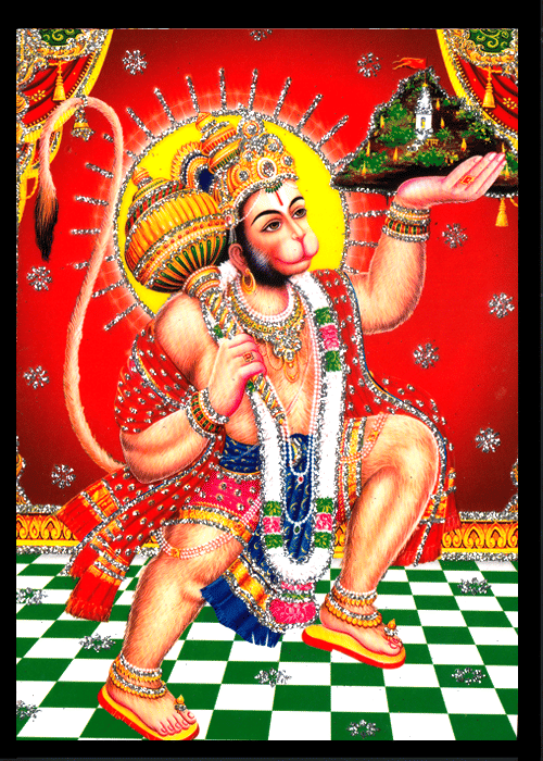 BAJRANGBALI HOLDING SANJEEVANI MOUNTAIN Sparkled Laminated Photo 5 (Width) x 7 (Length) inch on Wooden Base With Back Support Mount BAJRANGBALI HOLDING SANJEEVANI MOUNTAIN Sparkled Laminated Photo 5 (Width) x 7 (Length) inch on Wooden Base With Back Support Mount