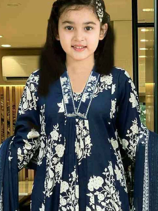     			Bholukart Girls Cotton Blend Kurti with Salwar ( Pack of 1 , Blue )