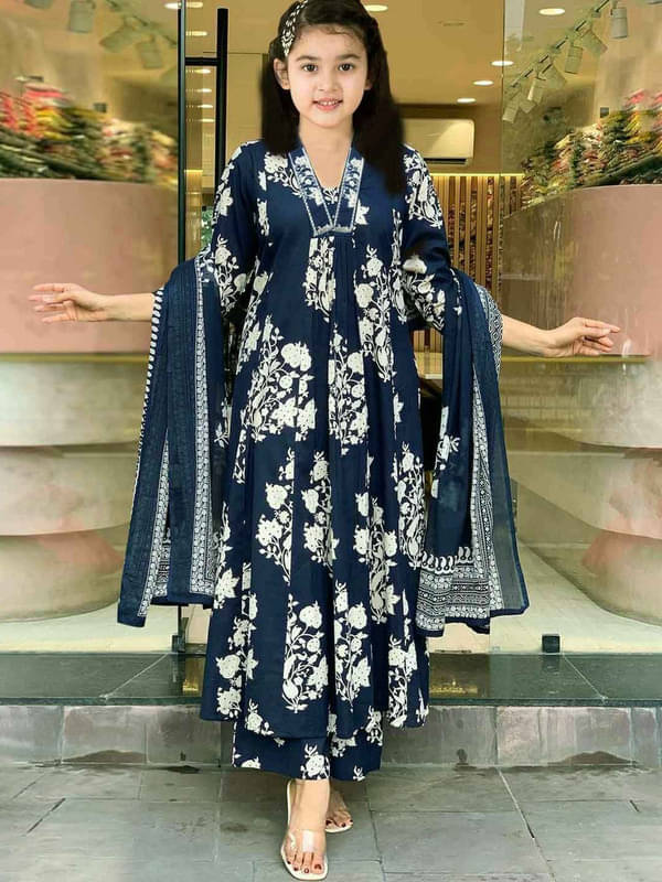 Bholukart Girls Cotton Blend Kurti with Salwar ( Pack of 1 , Blue ) Bholukart Girls Cotton Blend Kurti with Salwar ( Pack of 1 , Blue )
