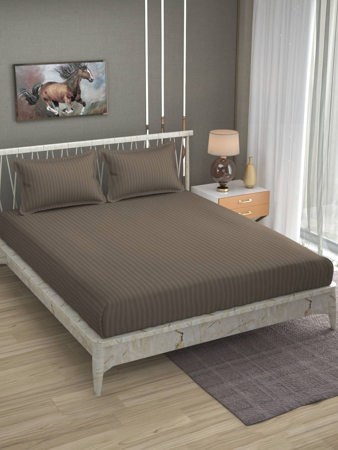     			Bromwick Microfiber 1 Double Bedsheet with 2 Pillow Covers ( Brown )