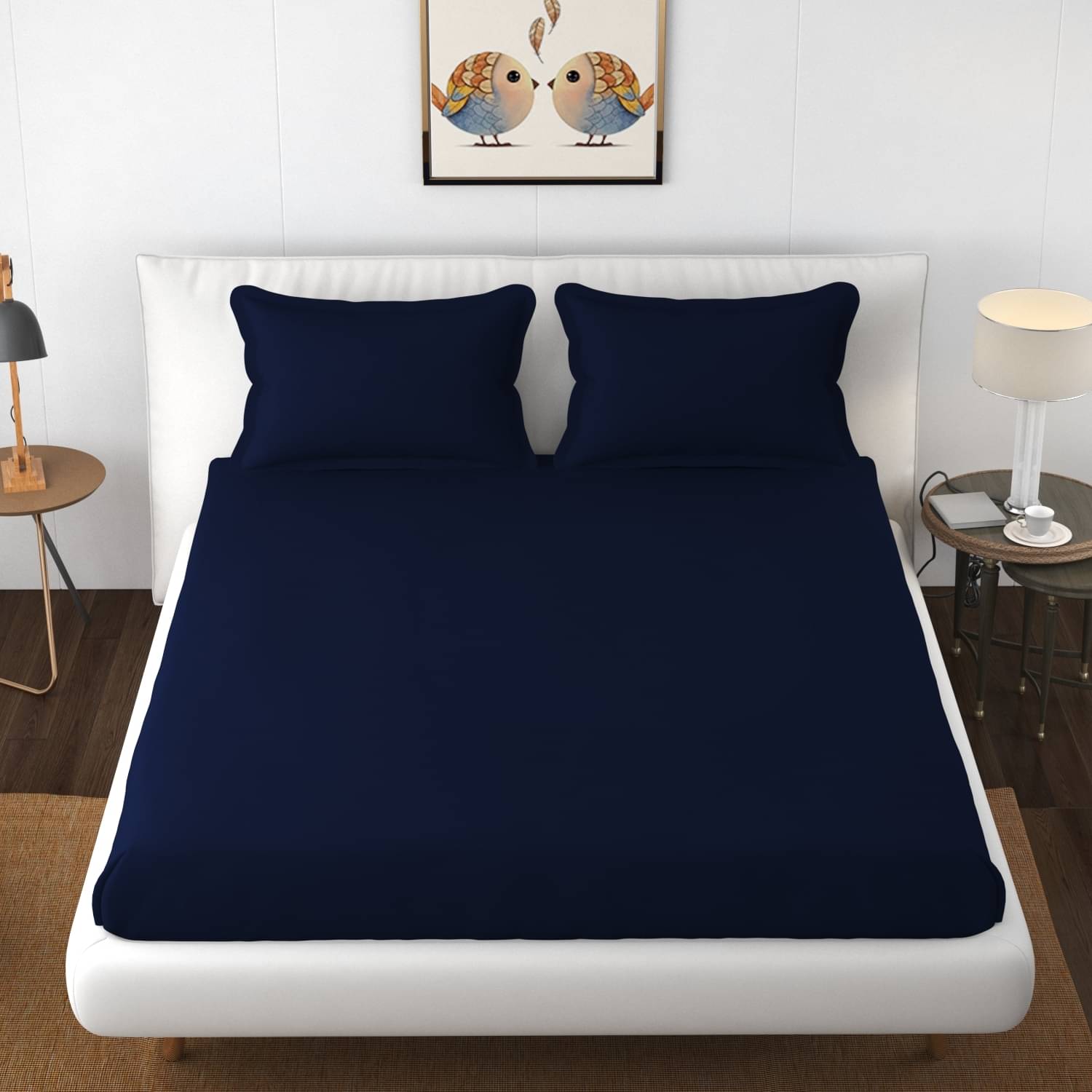     			Bromwick Microfiber 1 Double Bedsheet with 2 Pillow Covers ( Blue )