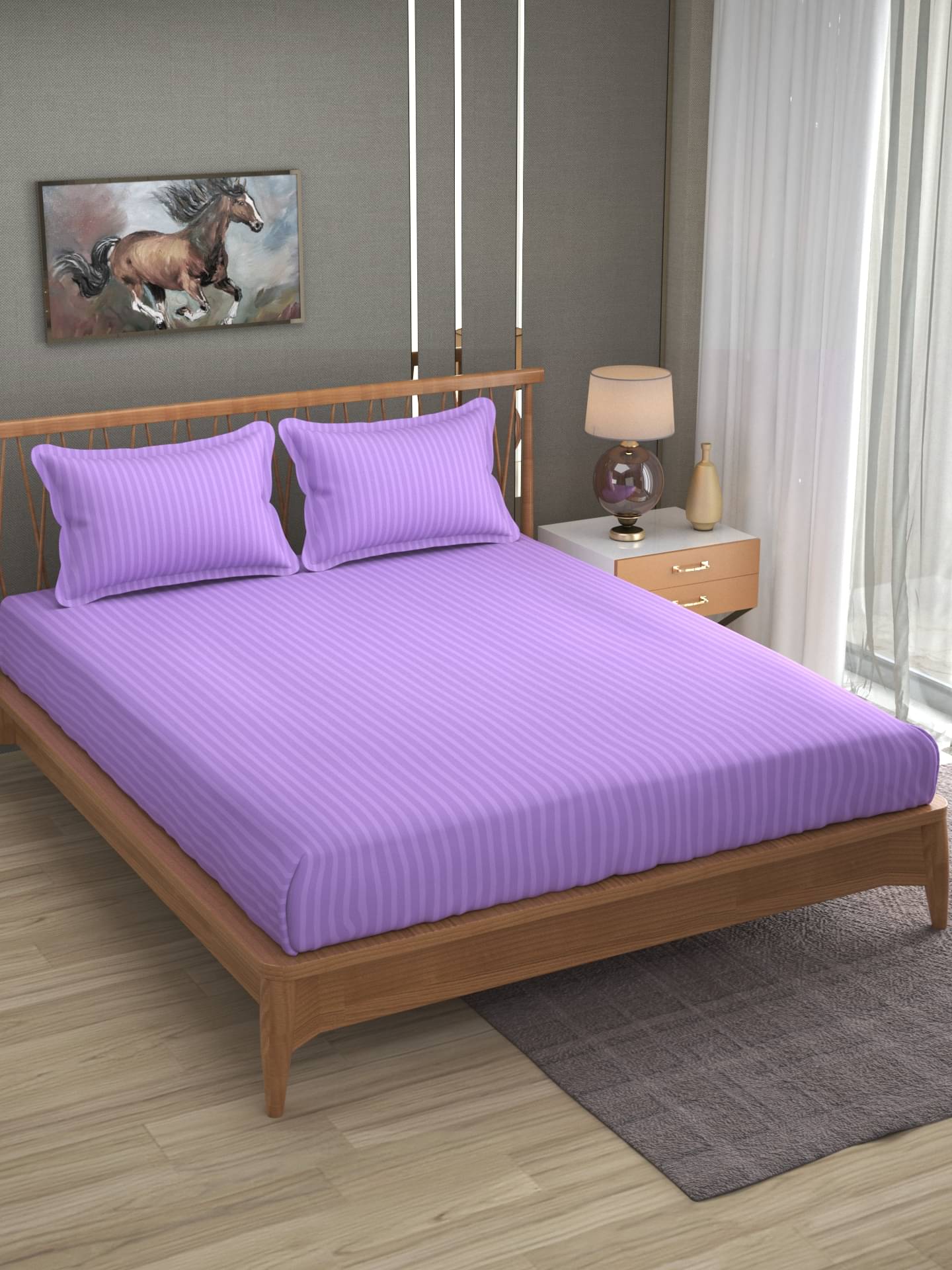     			Bromwick Microfiber 1 Double Bedsheet with 2 Pillow Covers ( Purple )
