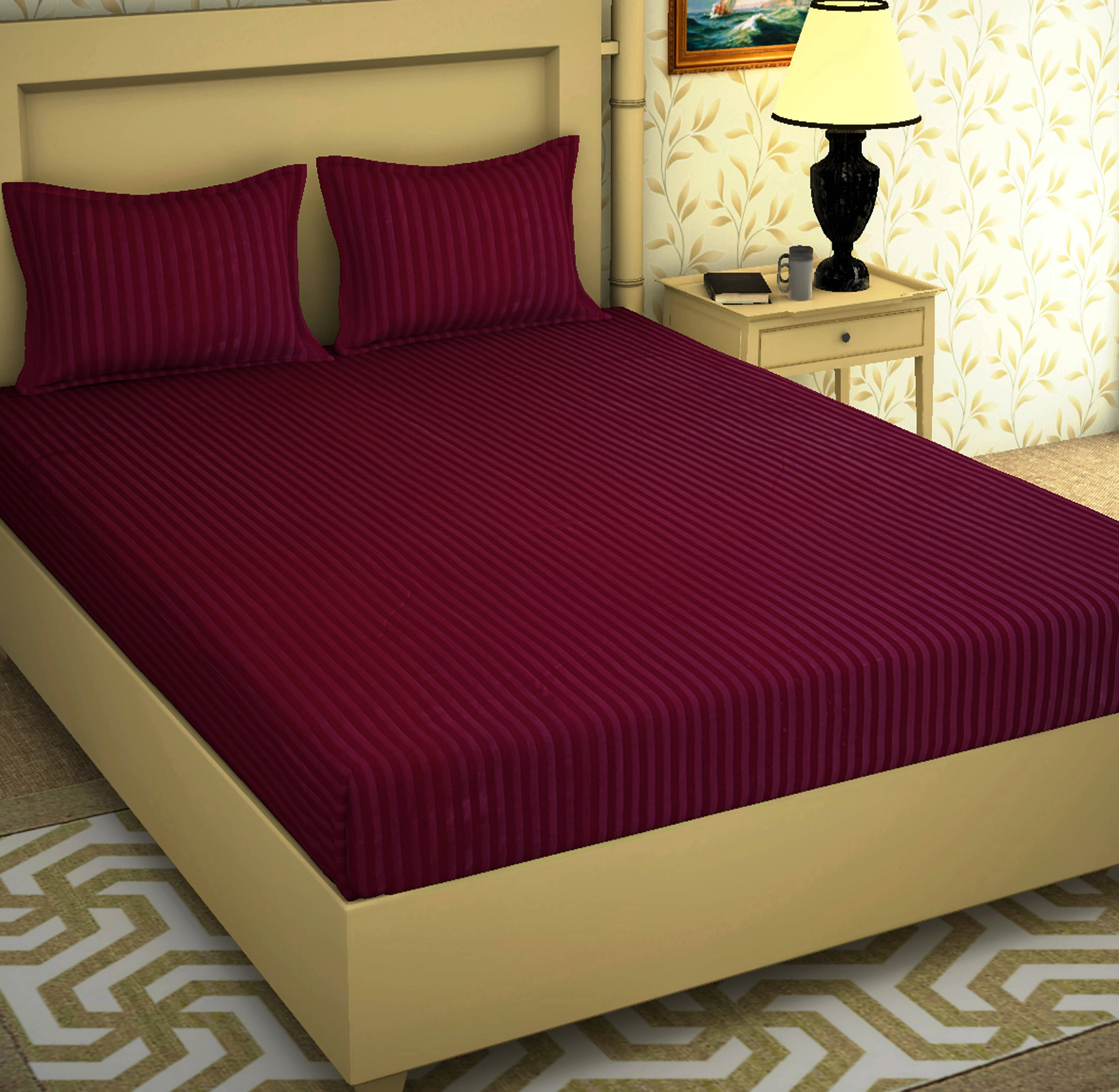     			Bromwick Microfiber 1 Double Bedsheet with 2 Pillow Covers ( Maroon )