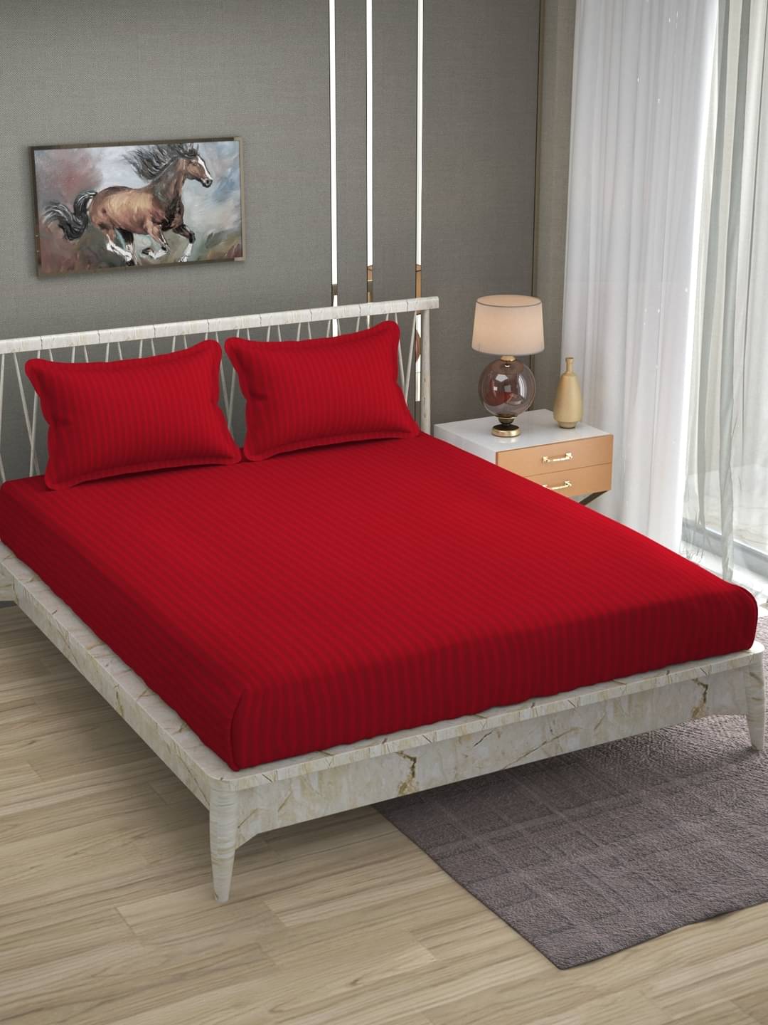     			Bromwick Microfiber 1 Double Bedsheet with 2 Pillow Covers ( Red )