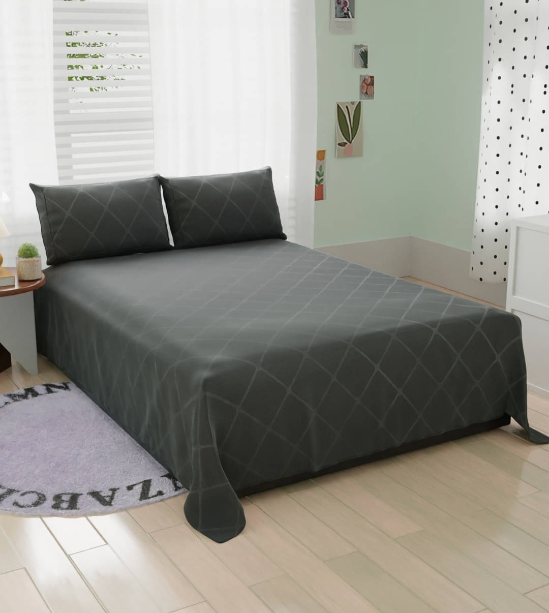     			Bromwick Microfiber 1 Double Bedsheet with 2 Pillow Covers ( Grey )