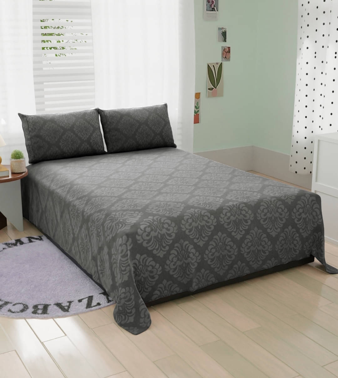     			Bromwick Microfiber 1 Double Bedsheet with 2 Pillow Covers ( Grey )