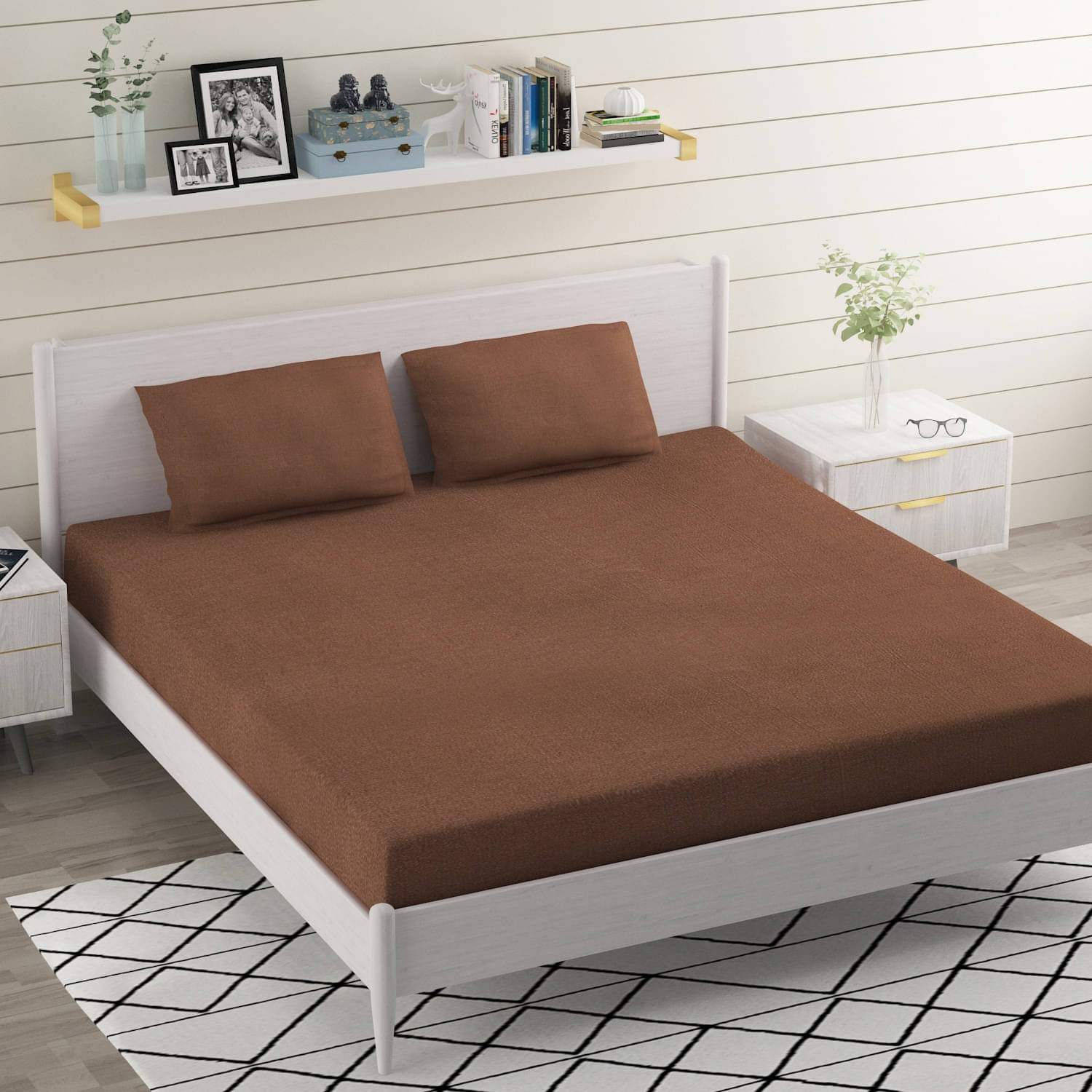     			Bromwick Microfiber 1 Double Bedsheet with 2 Pillow Covers ( Brown )