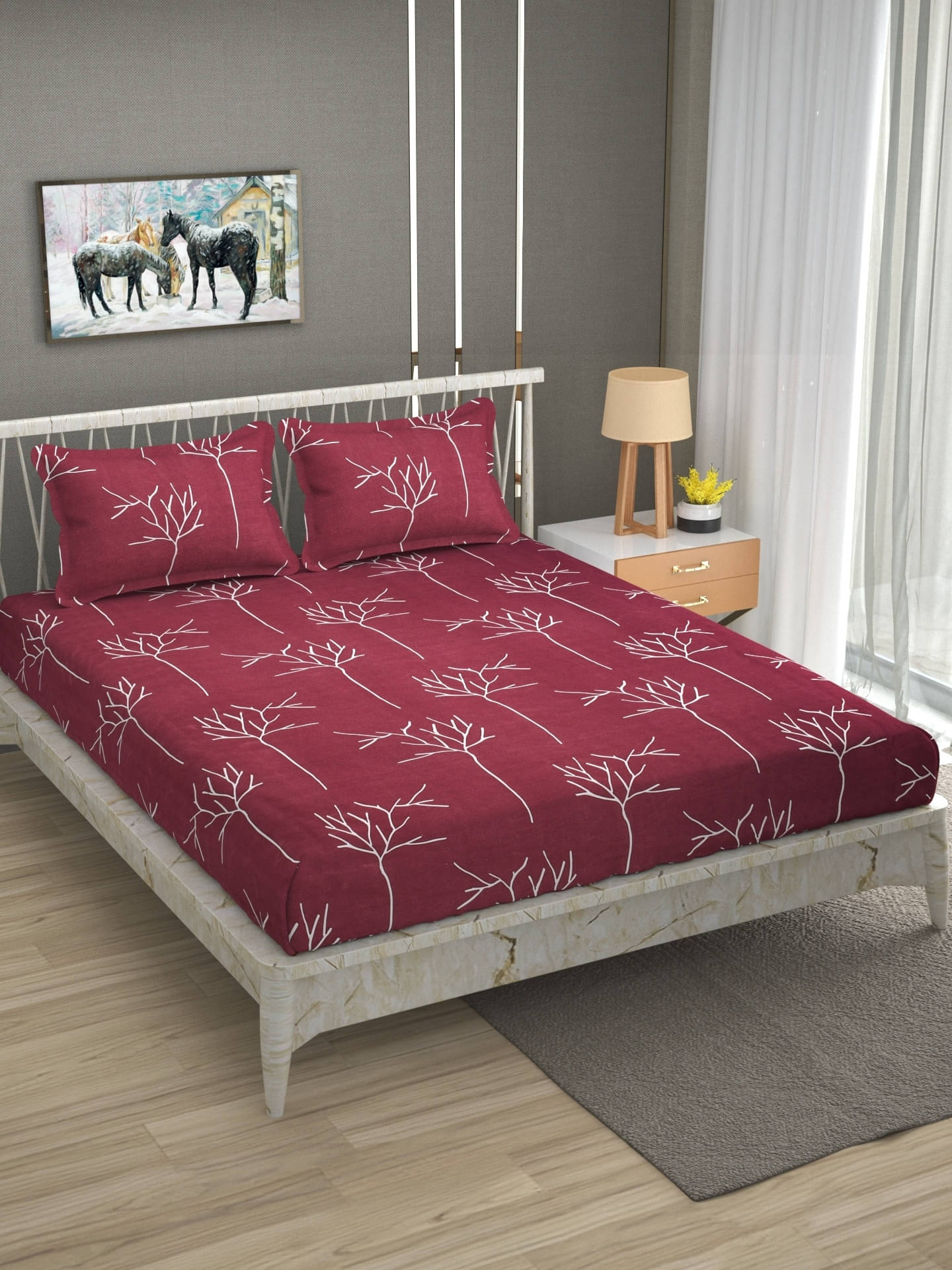     			Bromwick Microfiber 1 Double Bedsheet with 2 Pillow Covers ( Purple )