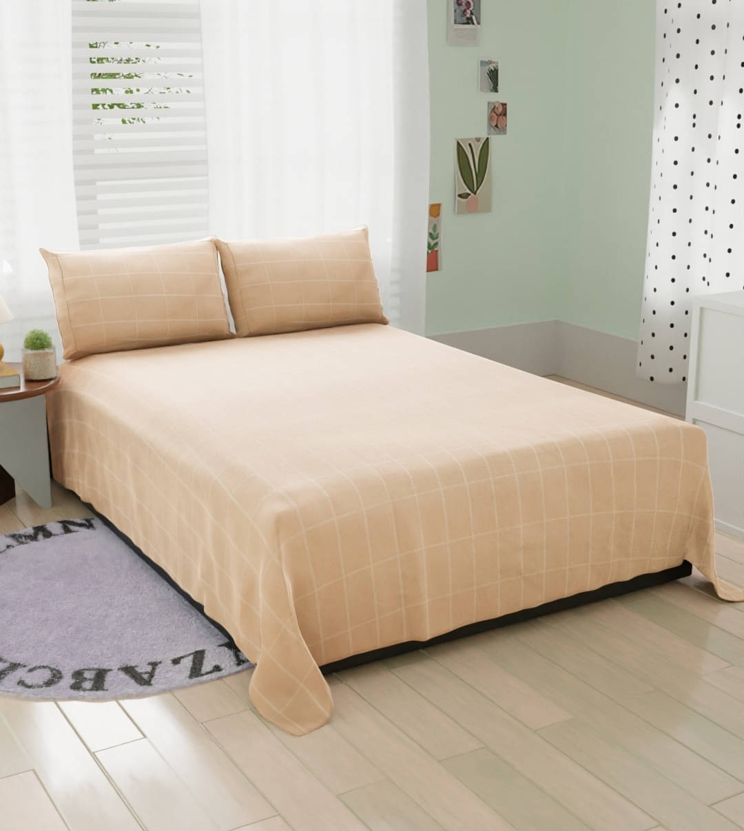     			Bromwick Microfiber 1 Double Bedsheet with 2 Pillow Covers ( Beige )