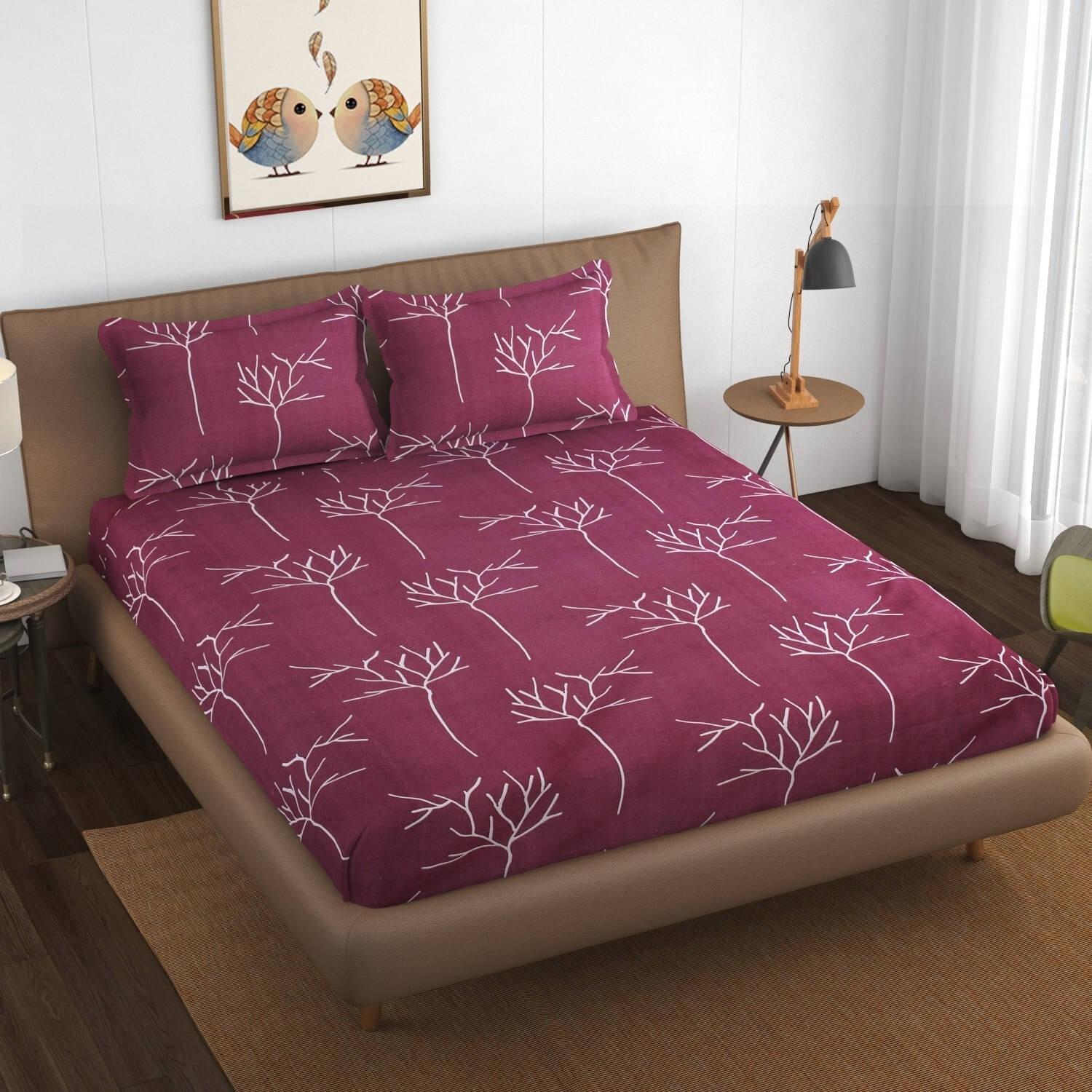     			Bromwick Microfiber 1 Double Bedsheet with 2 Pillow Covers ( Maroon )