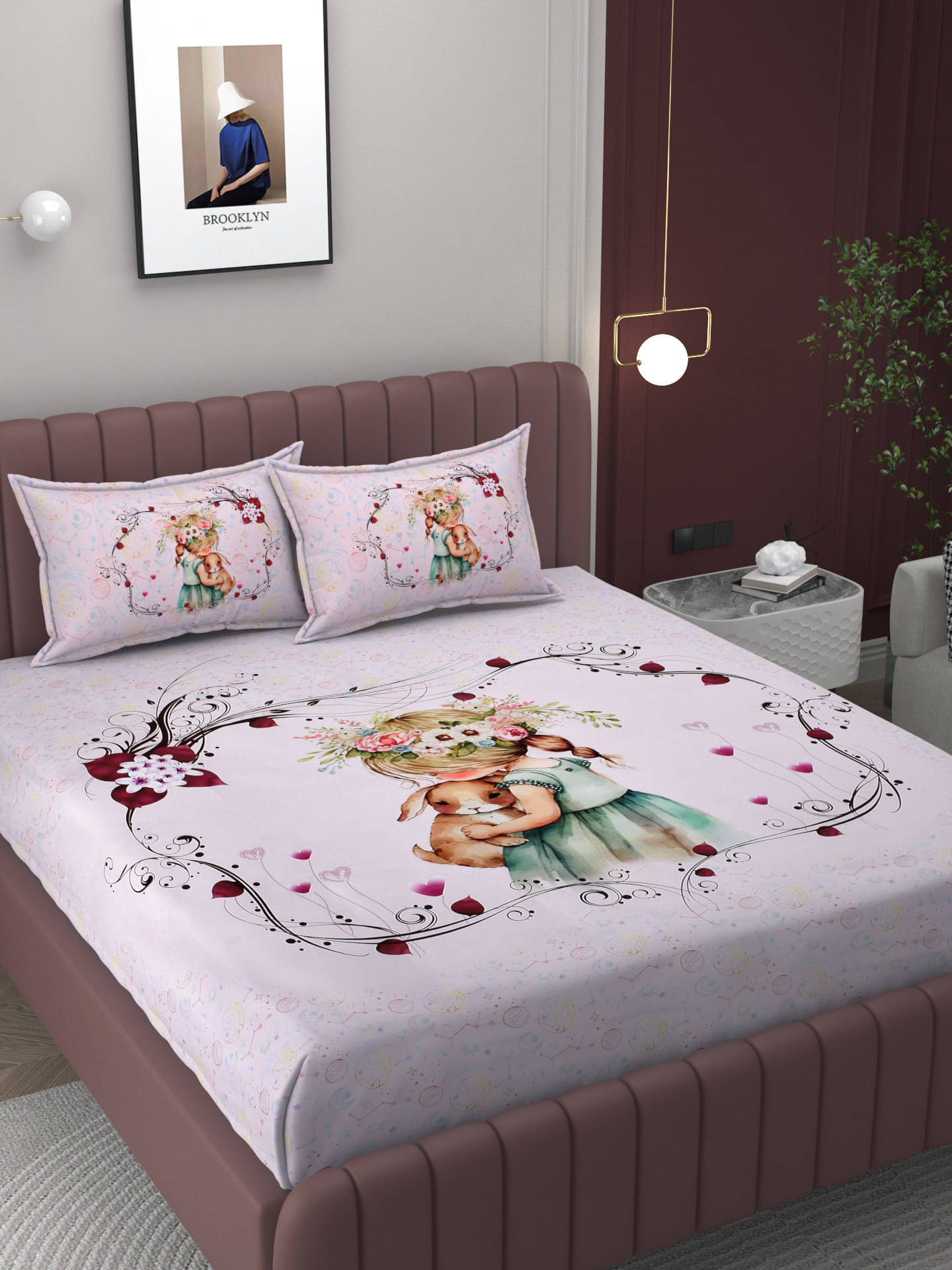     			Bromwick Microfiber 1 Double King Bedsheet with 2 Pillow Covers ( Pink )