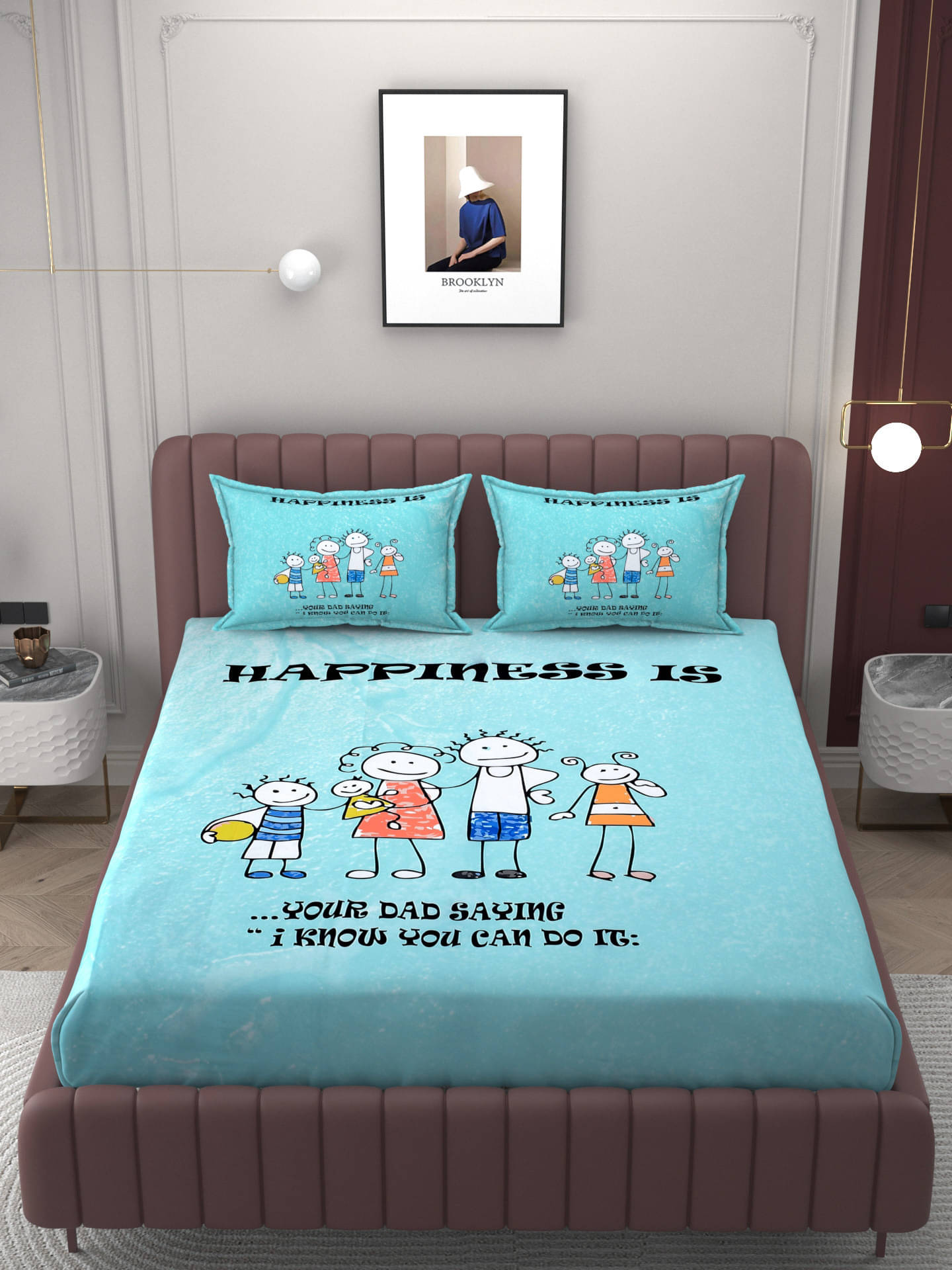     			Bromwick Microfiber 1 Double King Bedsheet with 2 Pillow Covers ( Blue )