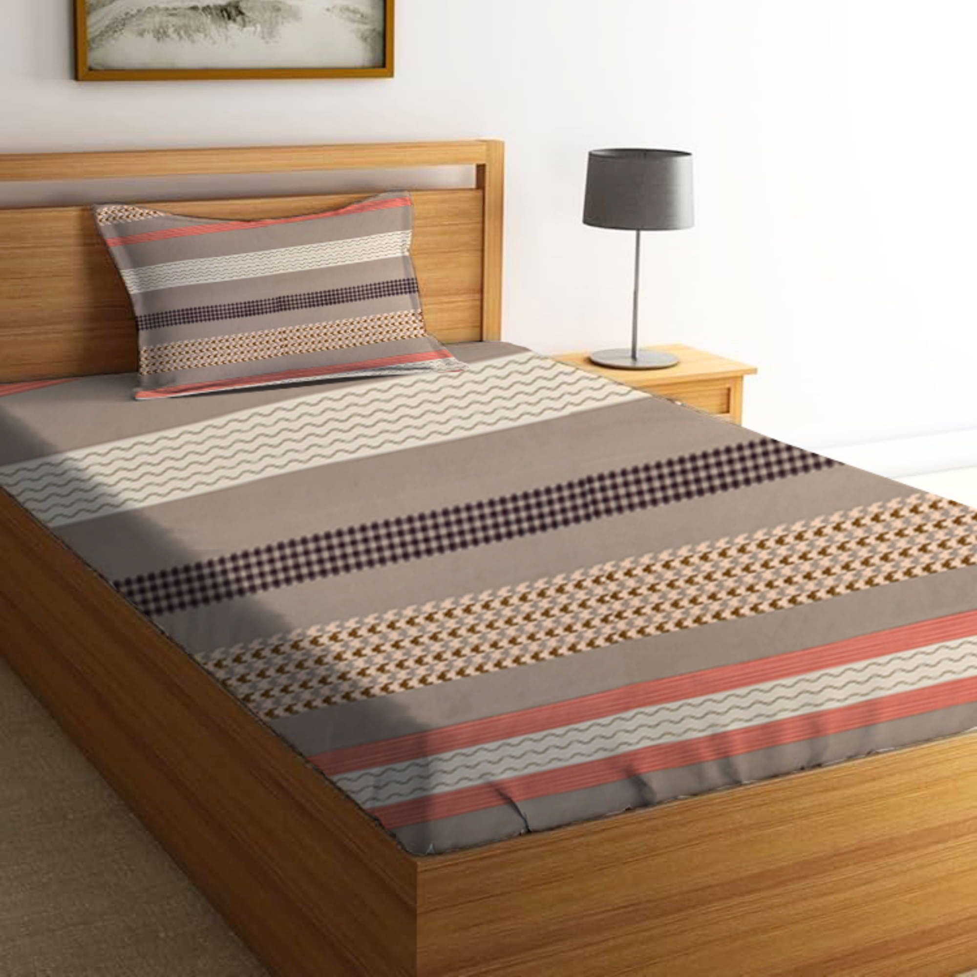     			Bromwick Microfiber 1 Single Bedsheet with 1 Pillow Cover ( Multicolor )