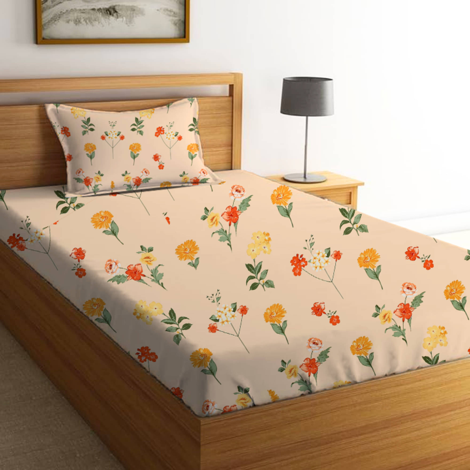     			Bromwick Microfiber 1 Single Bedsheet with 1 Pillow Cover ( Multicolor )