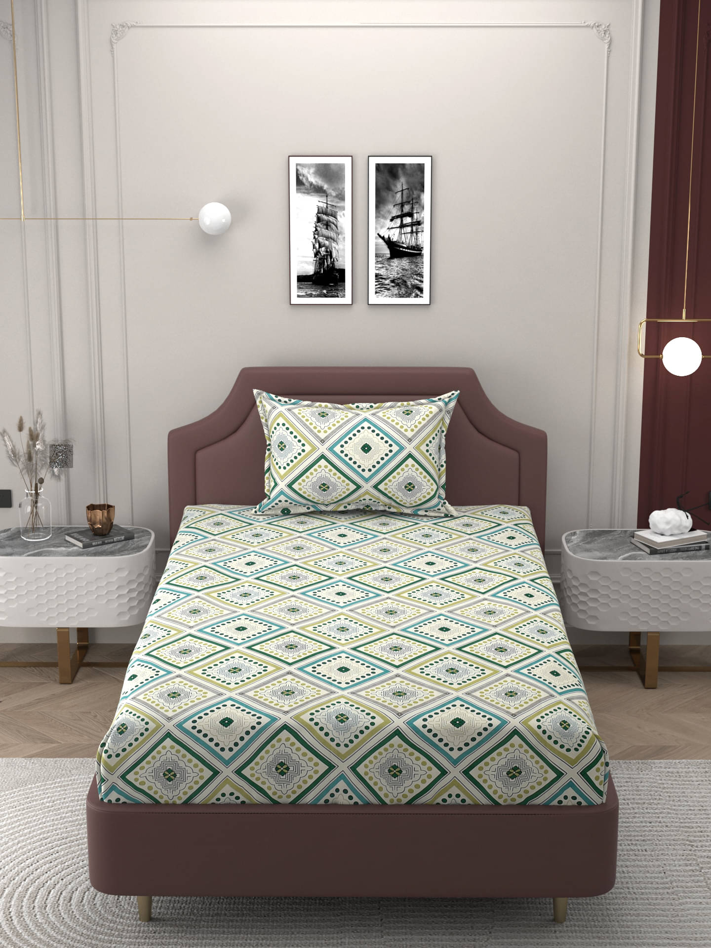     			Bromwick Microfiber 1 Single Bedsheet with 1 Pillow Cover ( Multicolor )