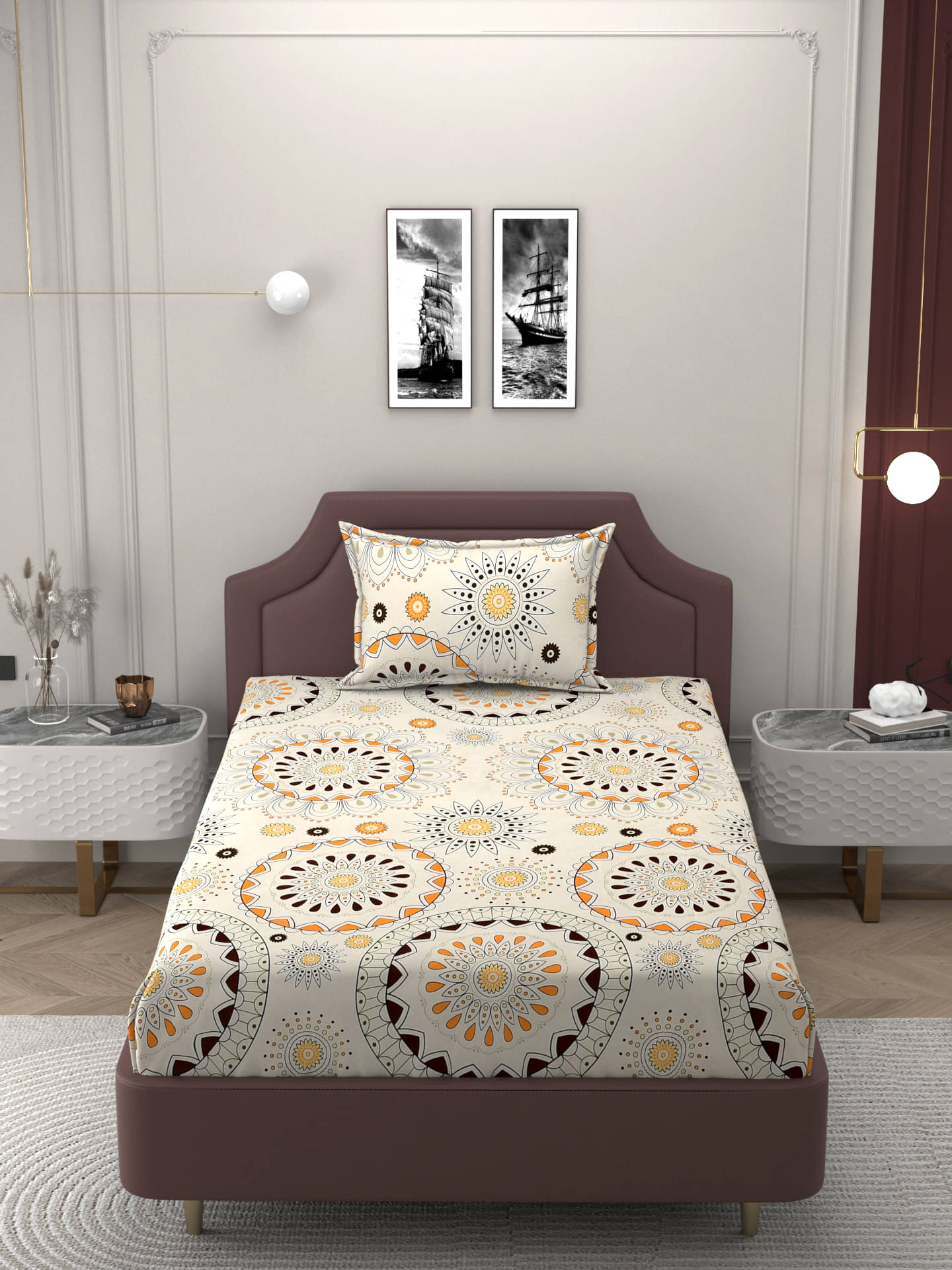     			Bromwick Microfiber 1 Single Bedsheet with 1 Pillow Cover ( Multicolor )