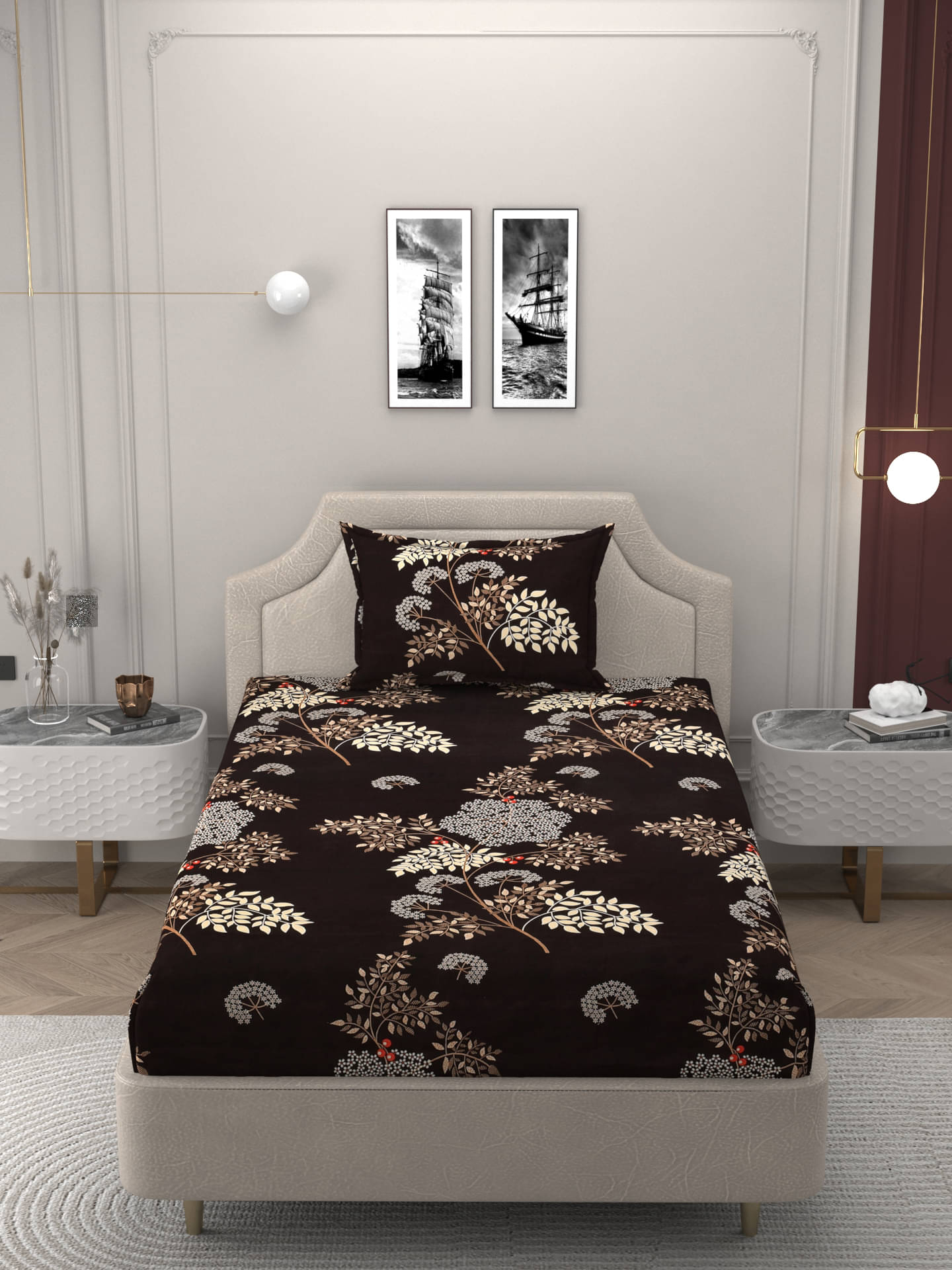     			Bromwick Microfiber 1 Single Bedsheet with 1 Pillow Cover ( Multicolor )