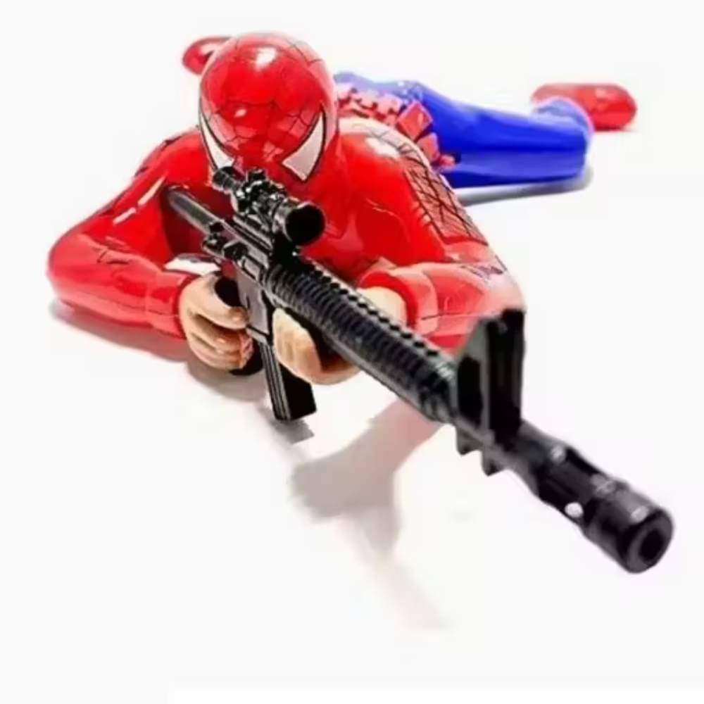     			Crawling Superhero Action Toy with Gun and Shooting Sound | Mini Superhero Action Figures | Birthday & Return Gift Toy for Boys, Girls & Childrens