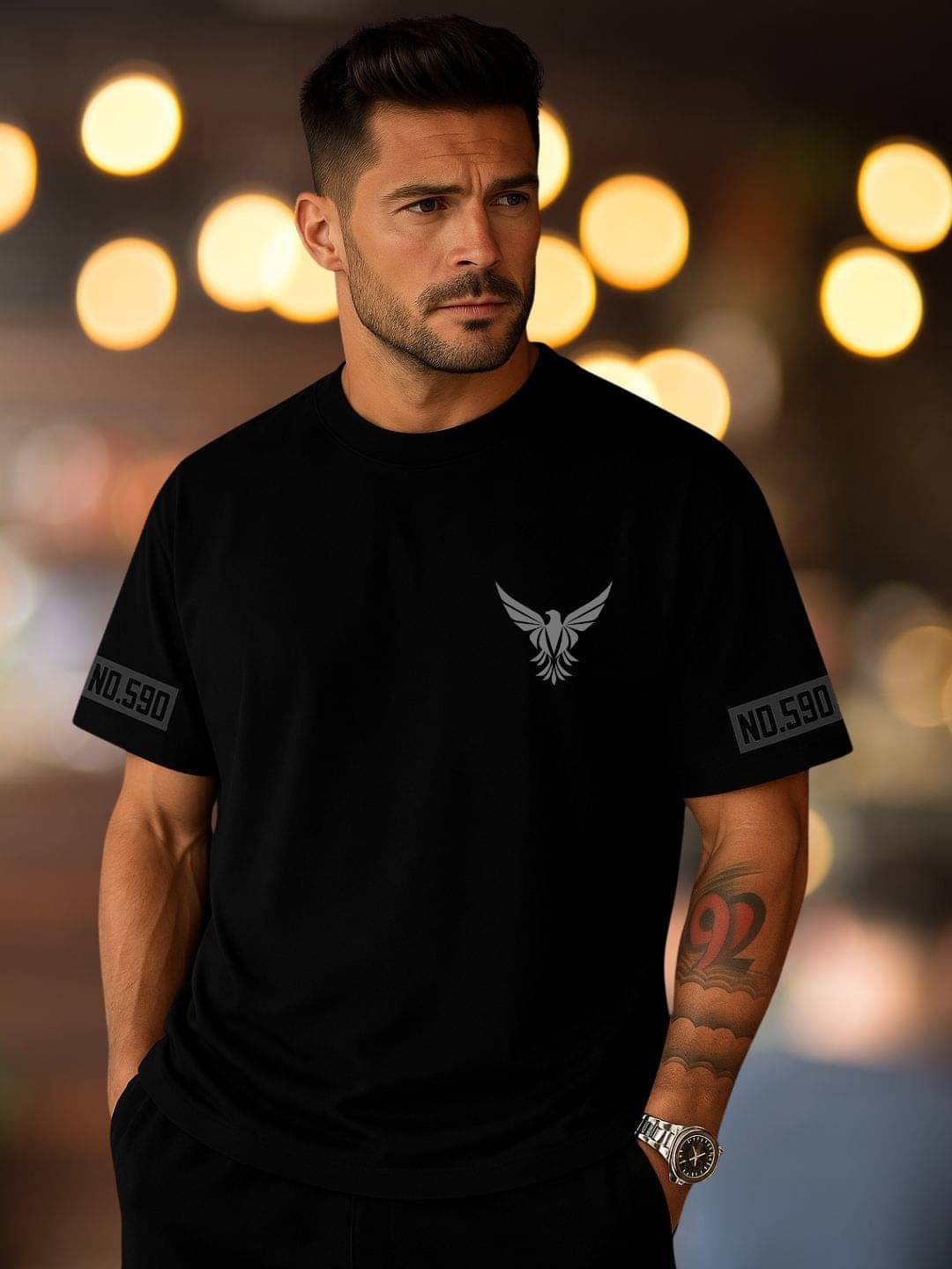 FITAURA Men Cotton Blend Oversized Fit Printed T-Shirt ( Black ) FITAURA Men Cotton Blend Oversized Fit Printed T-Shirt ( Black )
