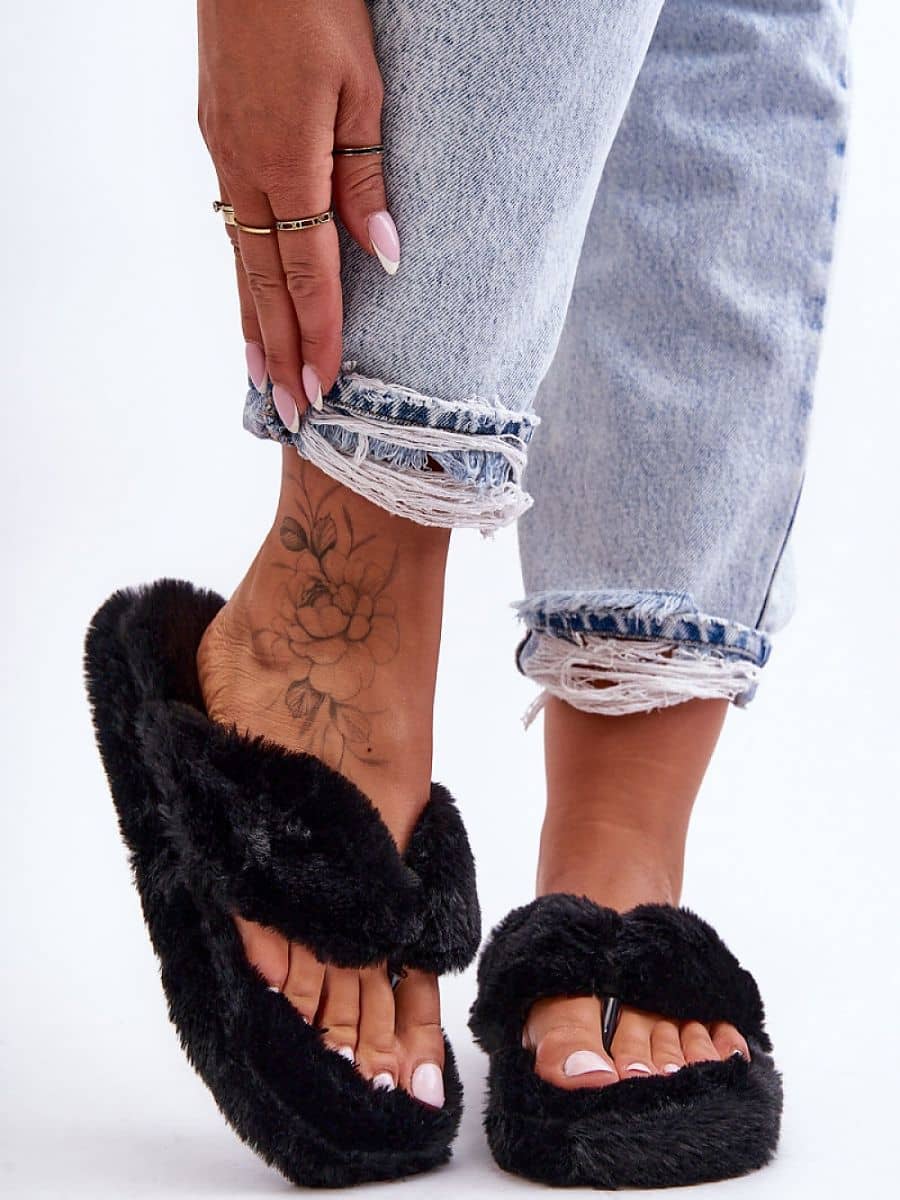 FUSEOWL Black Women's Thong Flip Flop