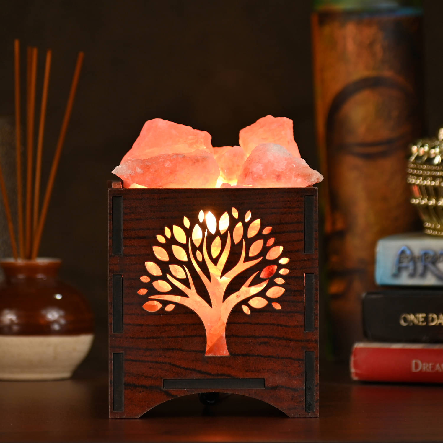GLOBAL AROMA Orange Himalayan Salt Table Lamp ( Pack of 1 ) GLOBAL AROMA Orange Himalayan Salt Table Lamp ( Pack of 1 )