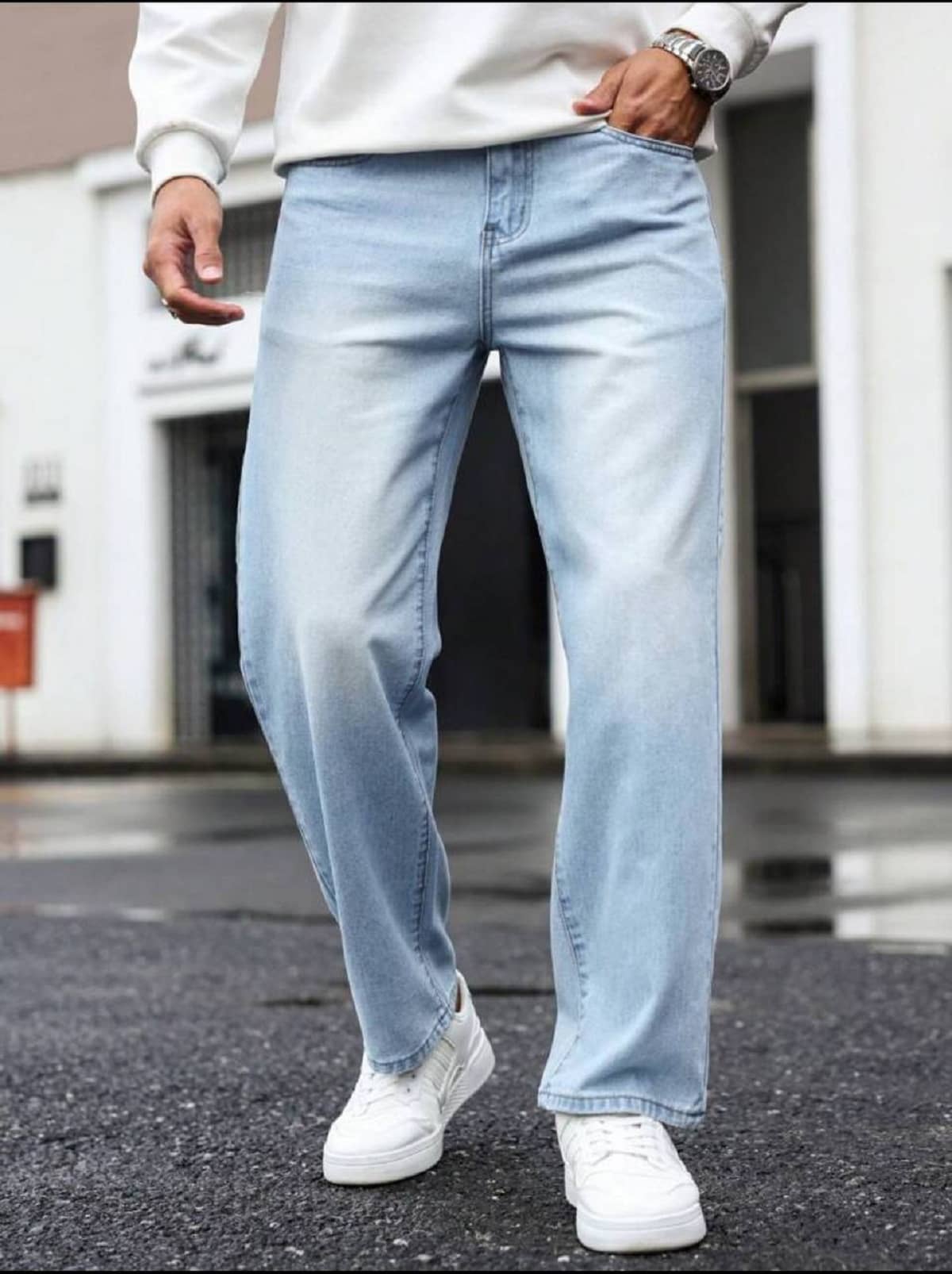 Gazal Fashions Solid Men's Baggy Fit High-Rise Jeans - Light Blue - Jeans | Buy online on ZillyBuy