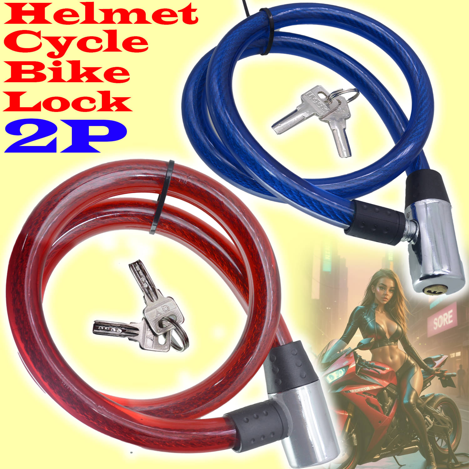     			Heavy Duty Cable Lock Multipurpose use for Bike, Cycle Lock, Helmet Lock