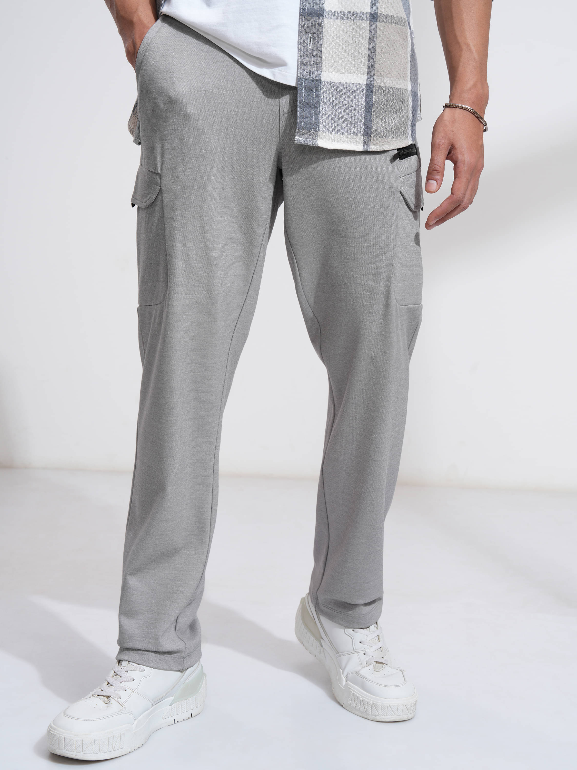     			Highlander Relax Men's Cargos - Light Grey ( Pack of 1 )