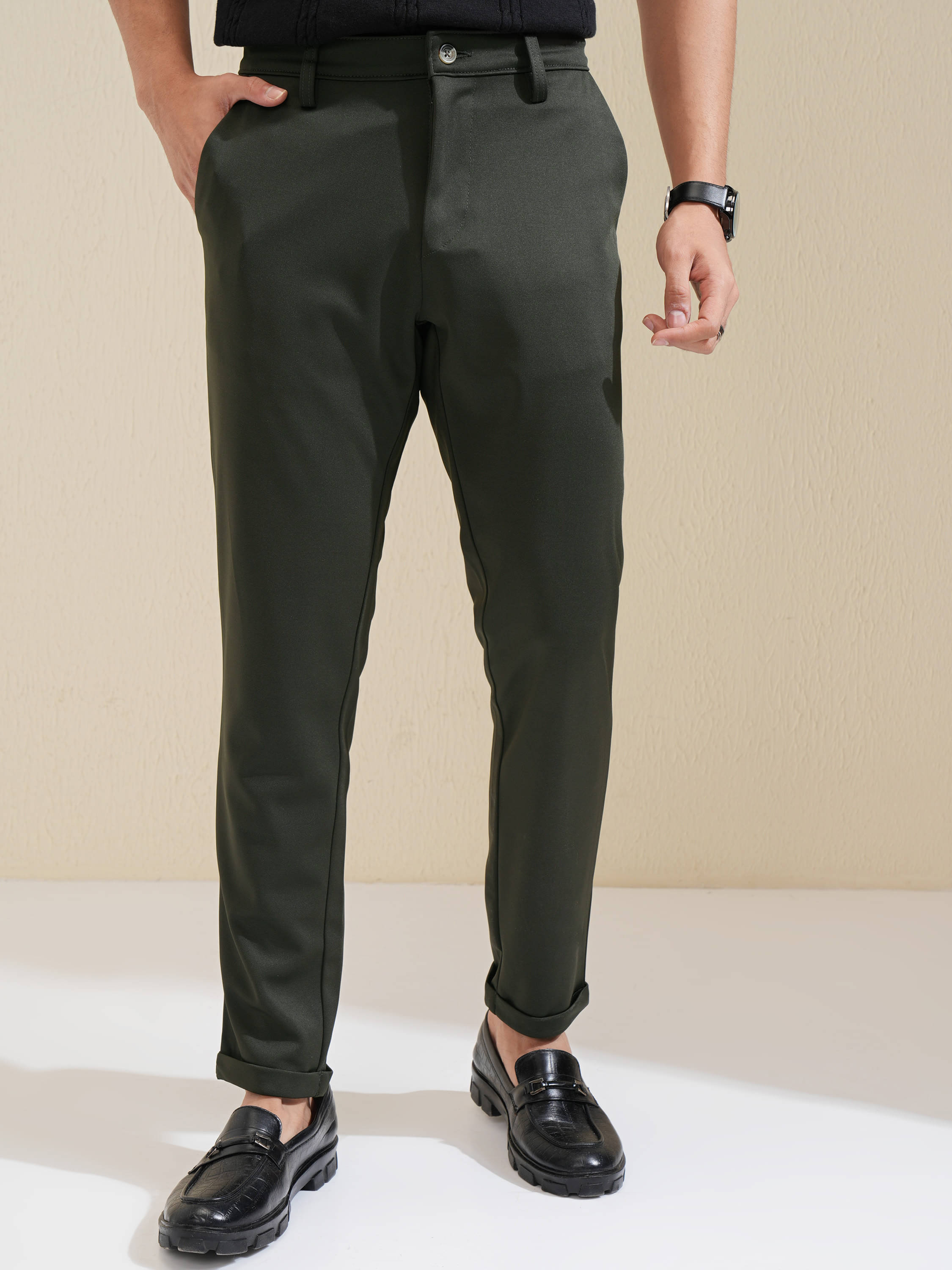     			Highlander Slim Men's Chinos - Olive ( Pack of 1 )