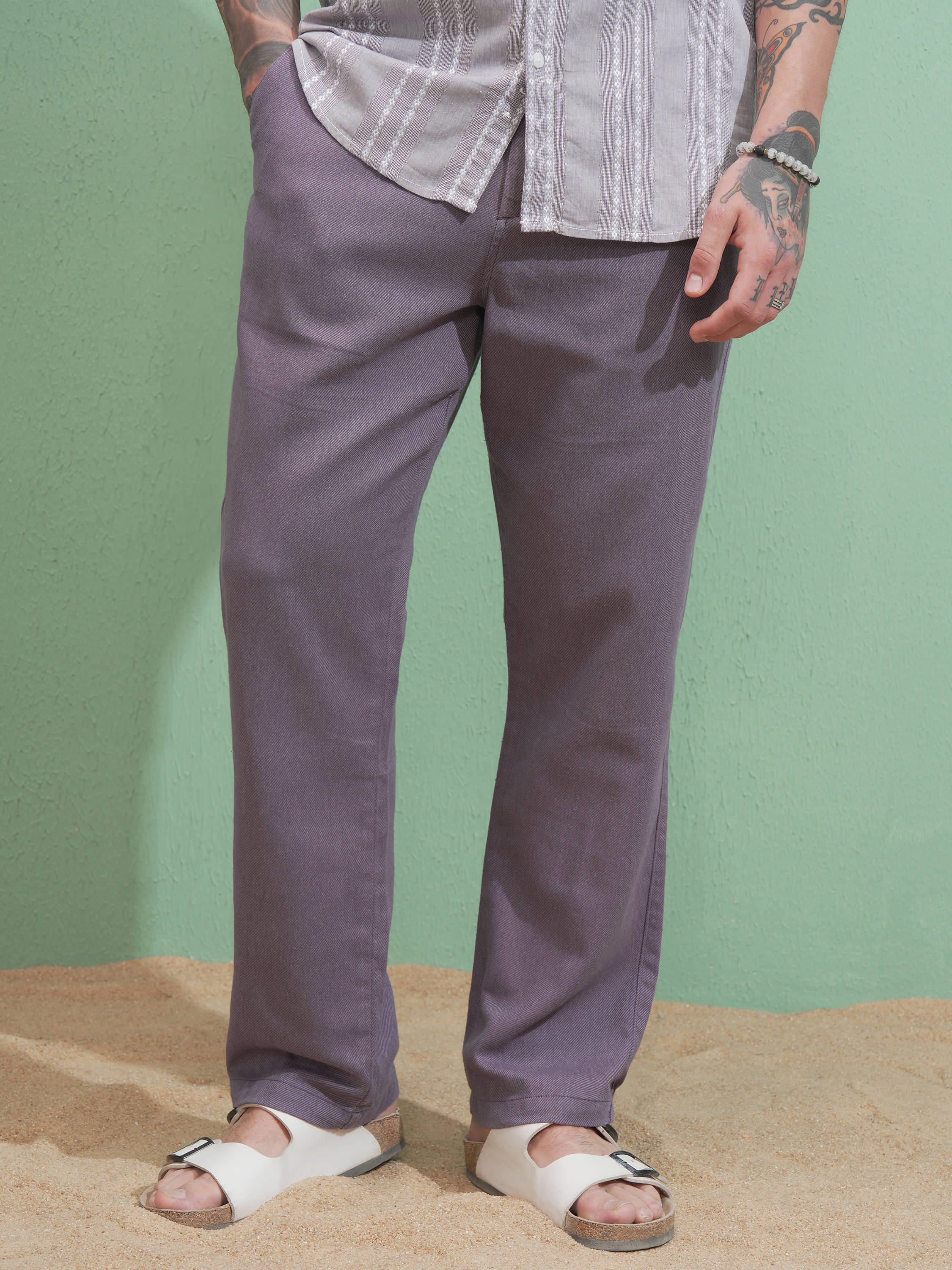     			Highlander Straight Men's Trouser - Purple ( Pack of 1 )