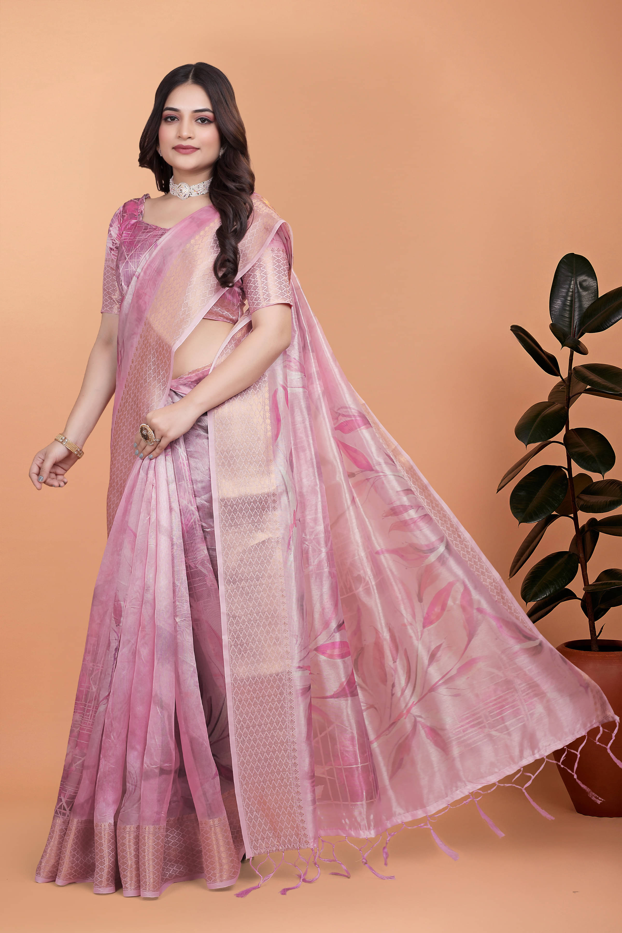INDIAN SILKS Art Silk Printed Regular Saree With Unstitched Blouse Piece ( Pink ) INDIAN SILKS Art Silk Printed Regular Saree With Unstitched Blouse Piece ( Pink )