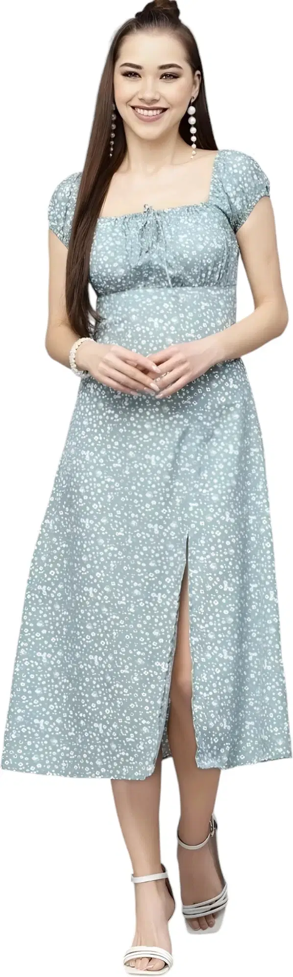 JC JUMMY COUTURWE Women Crepe Printed A-line Dress ( Green ) JC JUMMY COUTURWE Women Crepe Printed A-line Dress ( Green )