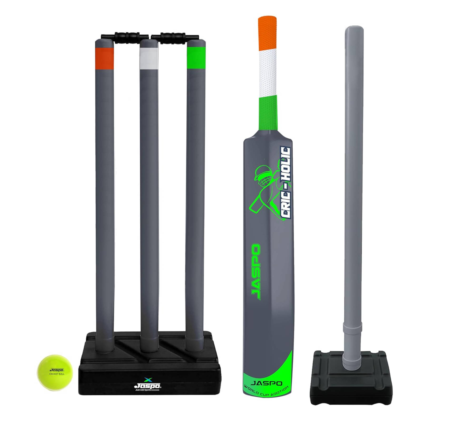     			Jaspo Cric Holic Lite Heavy Duty Plastic Cricket Bat Kit for Age 12+ | Includes 34” Bat, Ball & Stumps | Full Size-8 Combo for Kids, Teens & Beginners