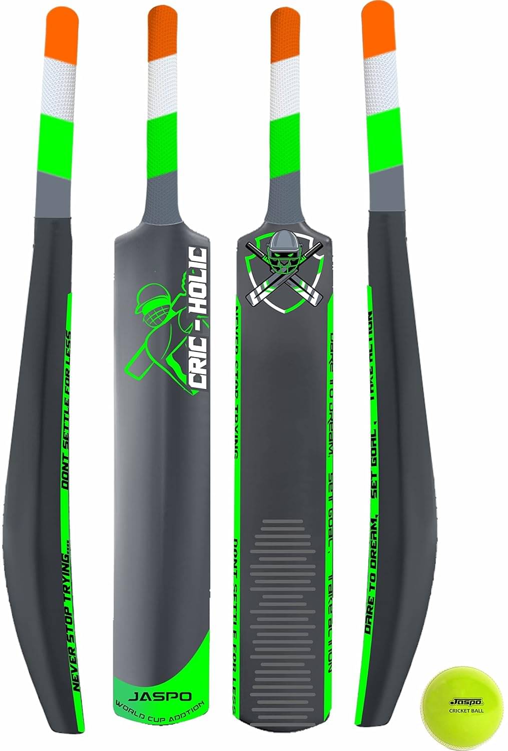     			Jaspo Cric-Holic Senior Plastic Cricket Full Size Bat (34 X 4.5 Inch) for All Age Group with Soft Cricket Ball Combo