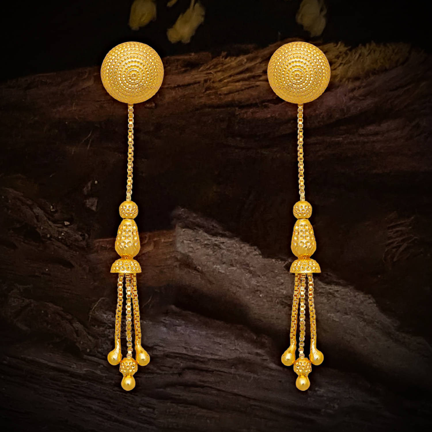     			LUV FASHION Golden Drop Earrings ( Pack of 1 )