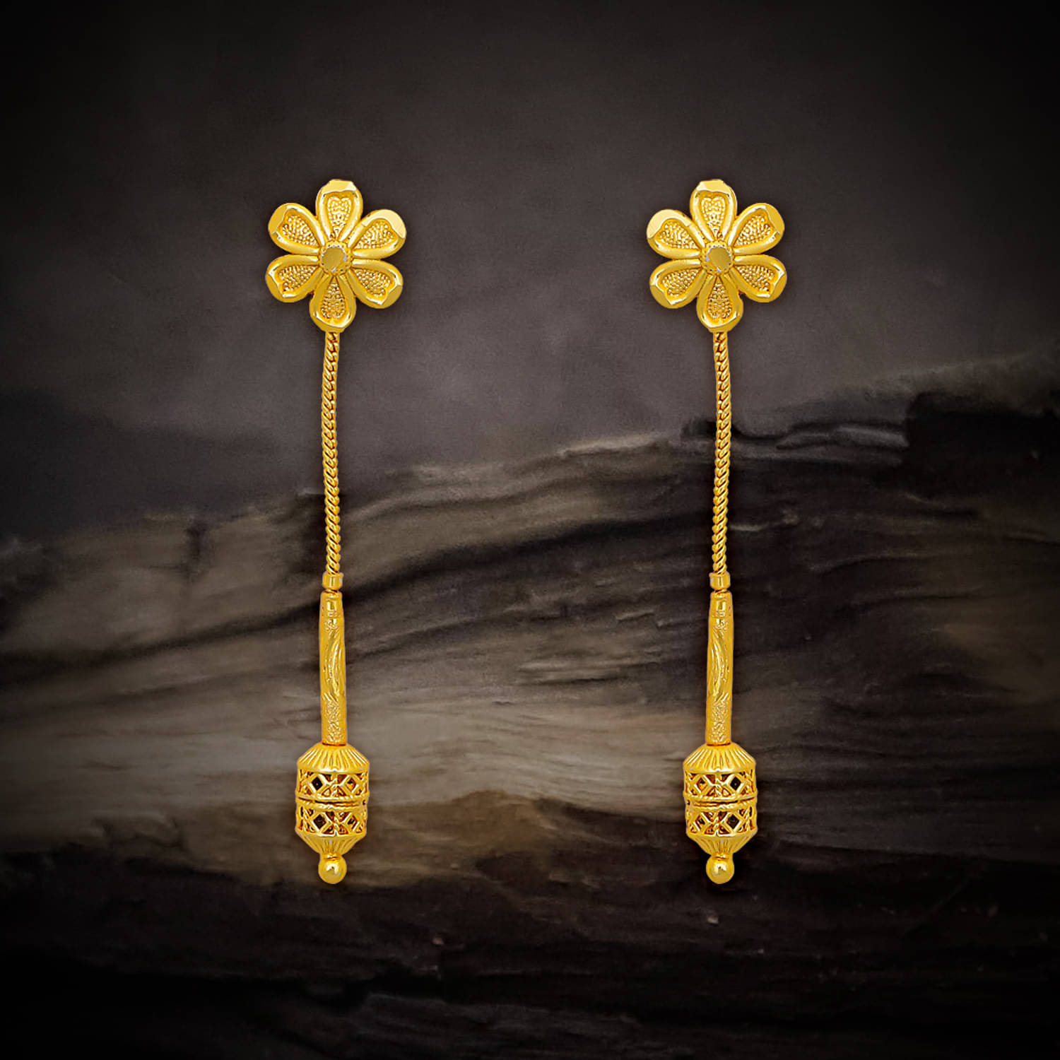     			LUV FASHION Golden Drop Earrings ( Pack of 1 )