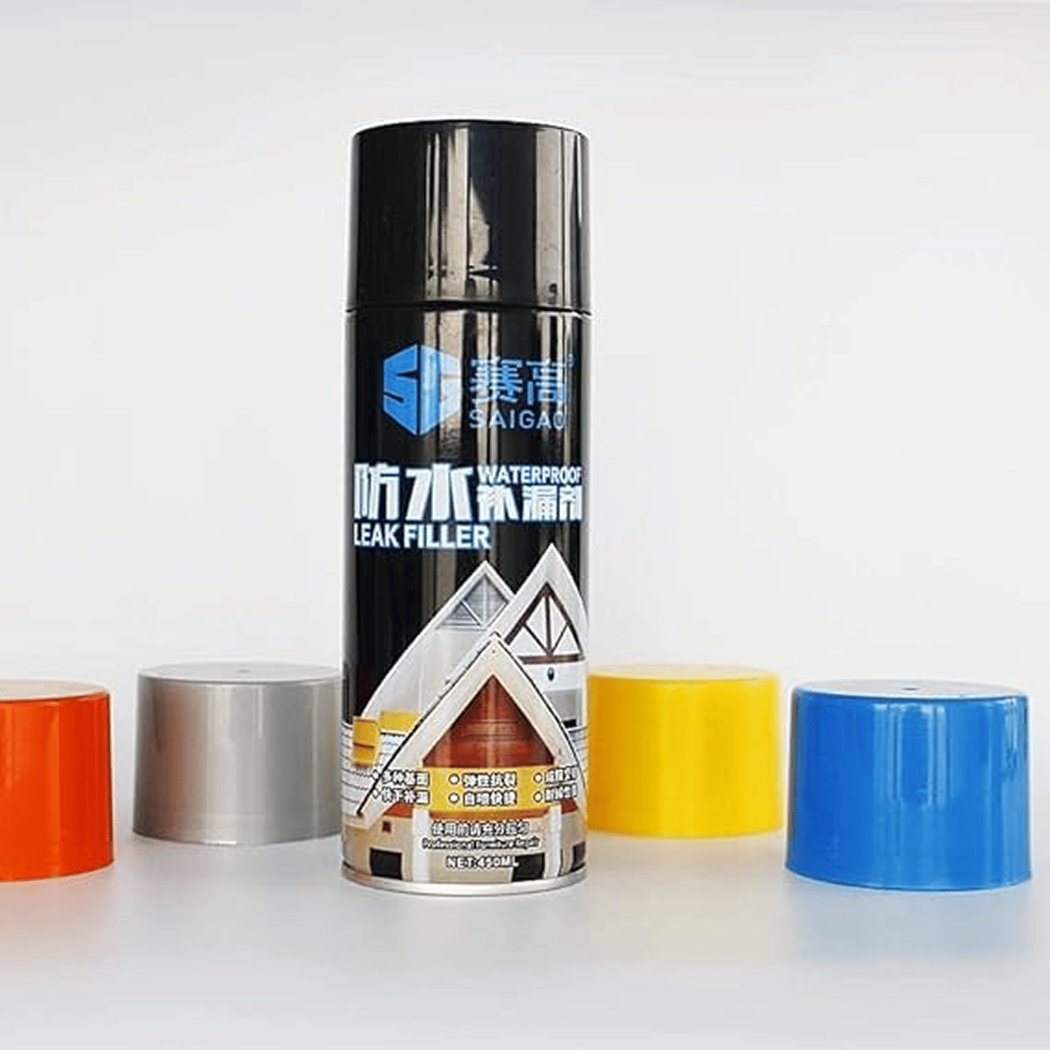     			Leak Proof Sealer Spray Leakage Repair Waterproof Spray for Leakage Roof Waterproof Sealant Spray Rubber Paint for Waterproofing Spray Water Leakage Spray Paint Waterproof Leak Filler (Black, 450ml)