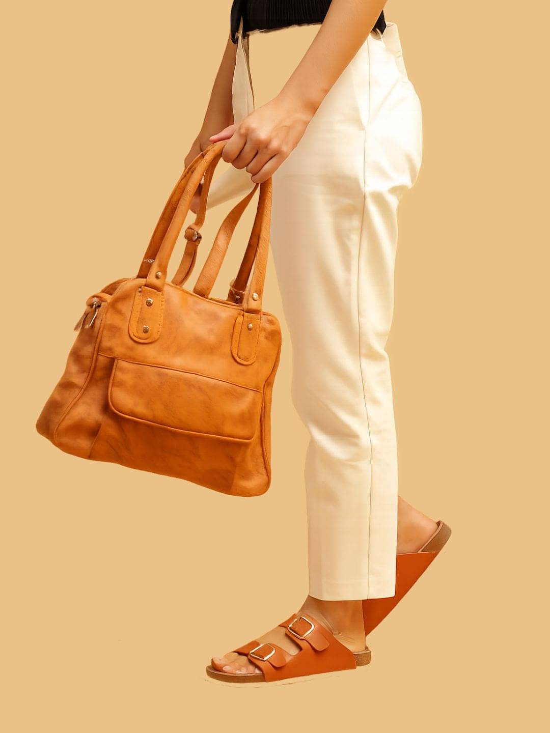     			Life Roads Handheld Bag PU Set of 1 ( Brown )