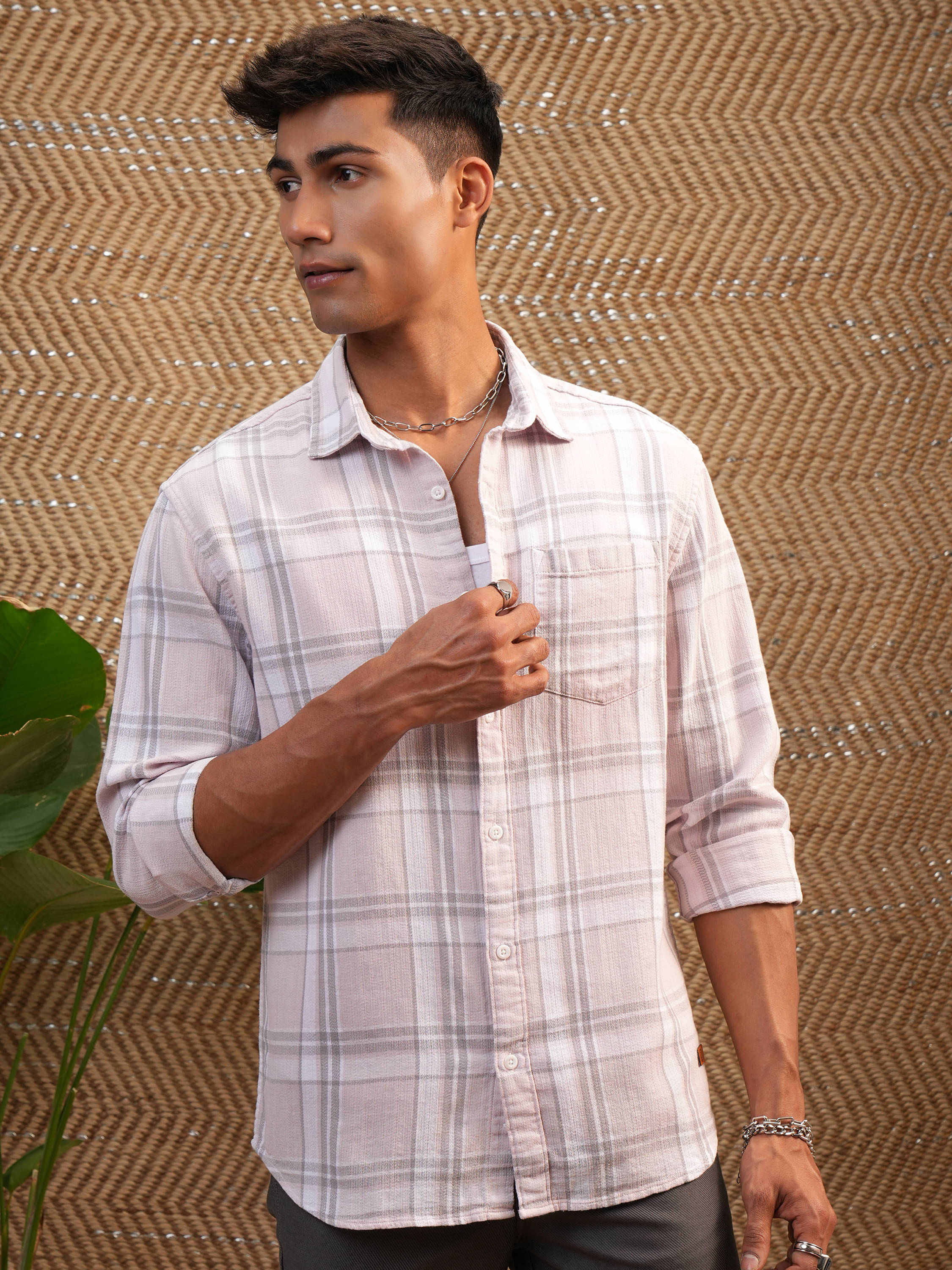     			Locomotive 100% Cotton Relaxed Fit Checks Full Sleeves Men's Casual Shirt - Pink ( Pack of 1 )