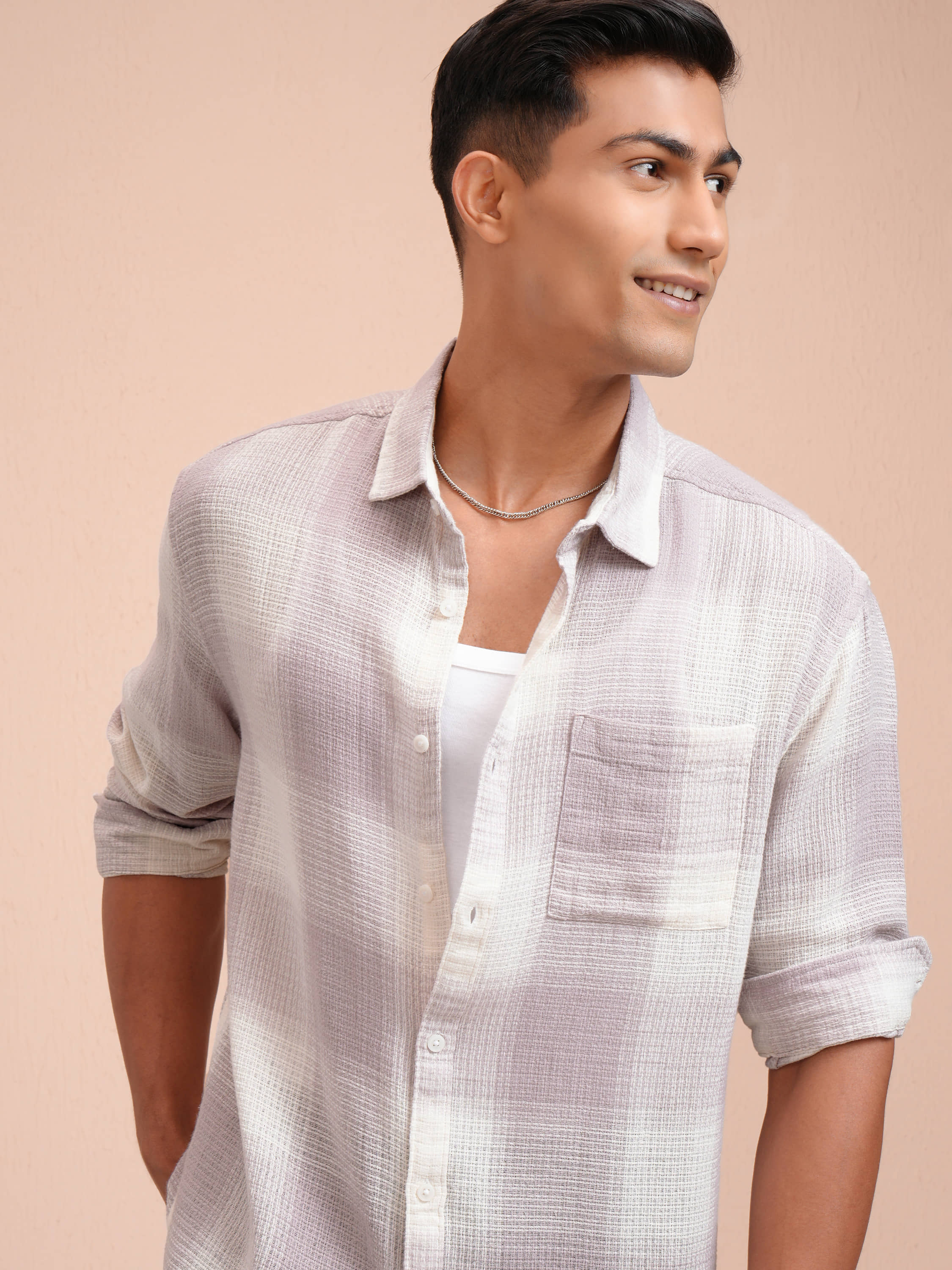 Locomotive 100% Cotton Relaxed Fit Checks Full Sleeves Men's Casual Shirt - Mauve ( Pack of 1 )