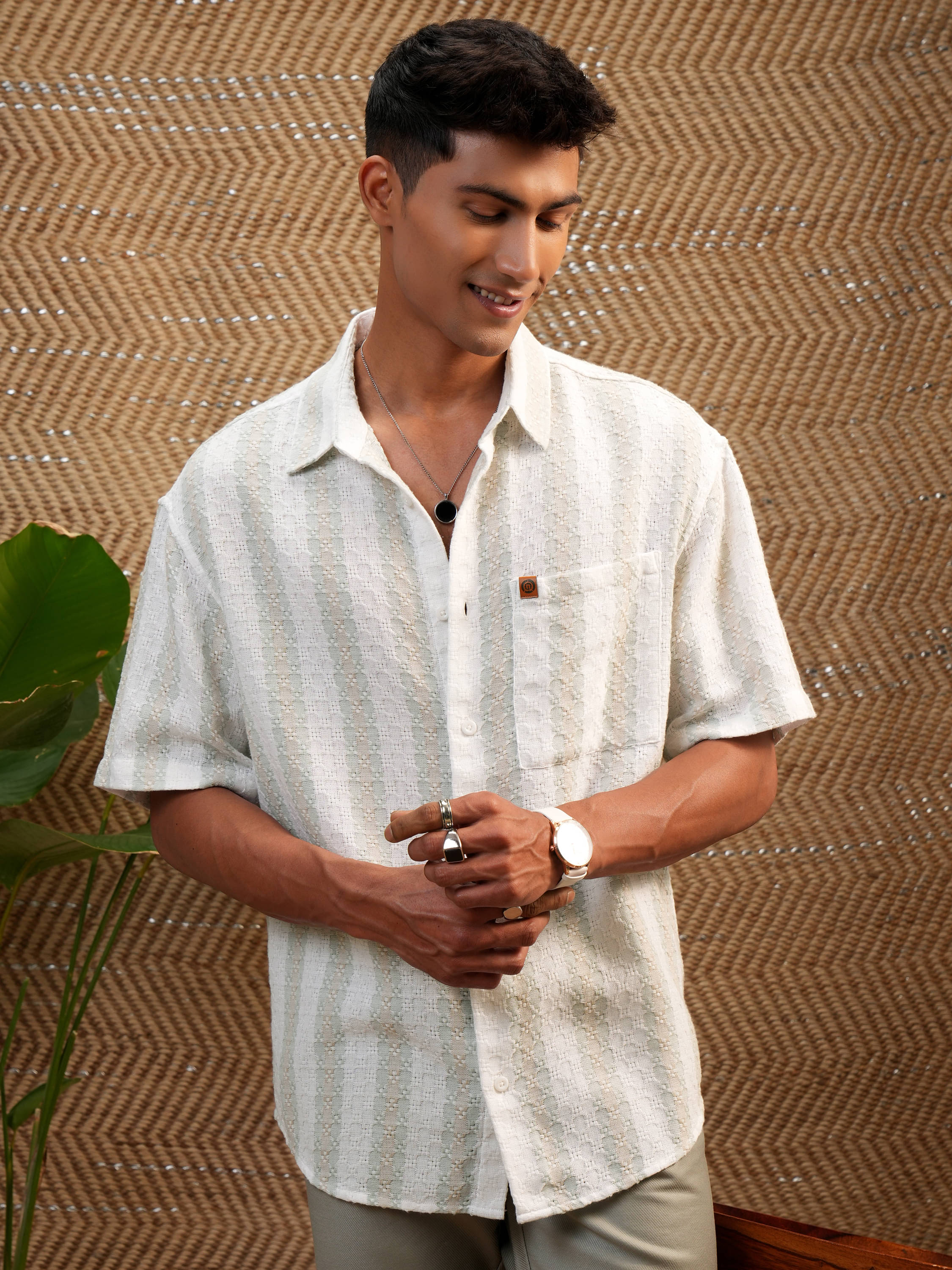     			Locomotive Cotton Blend Oversized Fit Striped Half Sleeves Men's Casual Shirt - Multicolor ( Pack of 1 )