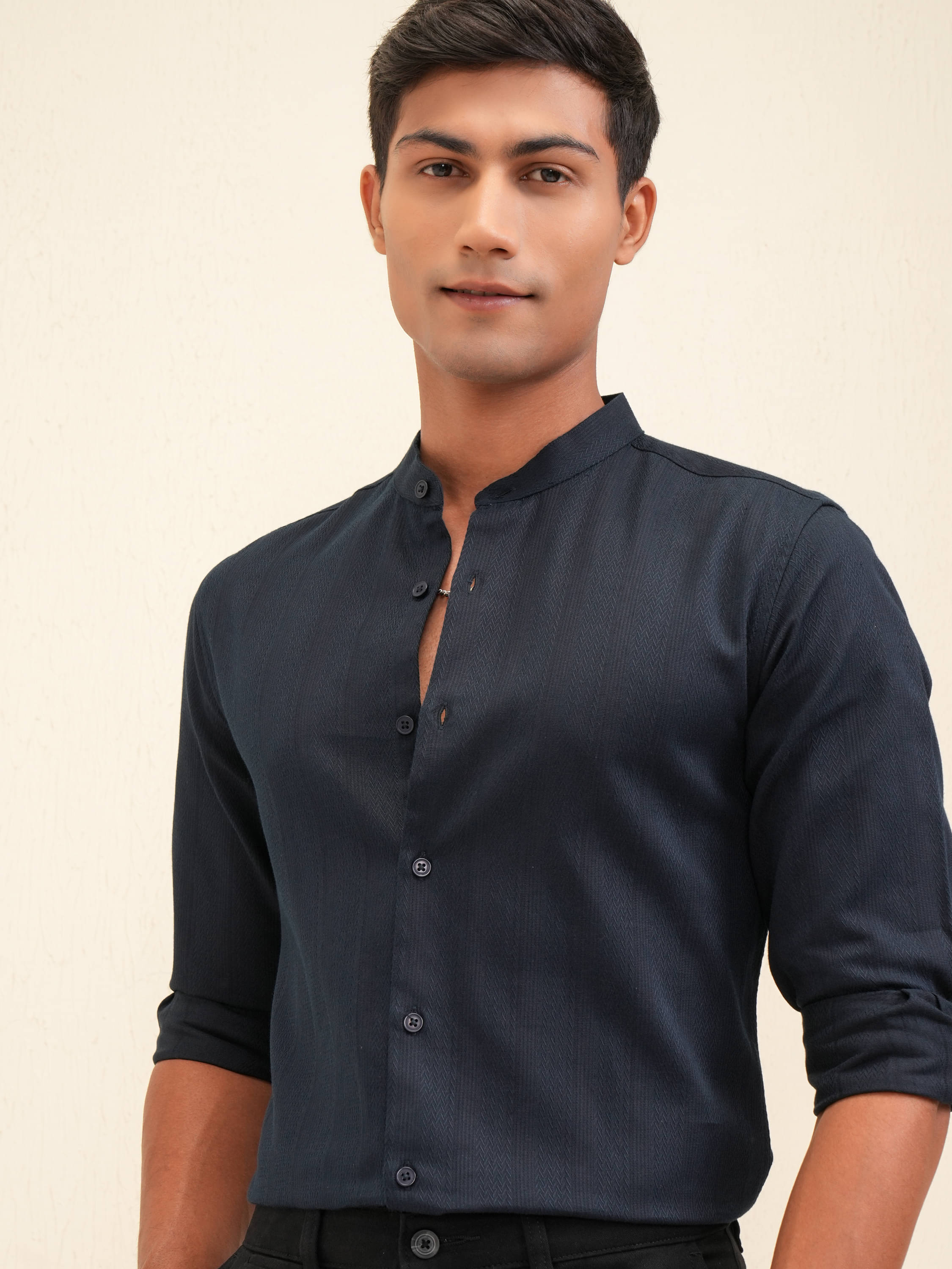 Locomotive Cotton Blend Regular Fit Self Design Full Sleeves Men's Casual Shirt - Navy Blue ( Pack of 1 ) Locomotive Cotton Blend Regular Fit Self Design Full Sleeves Men's Casual Shirt - Navy Blue ( Pack of 1 )
