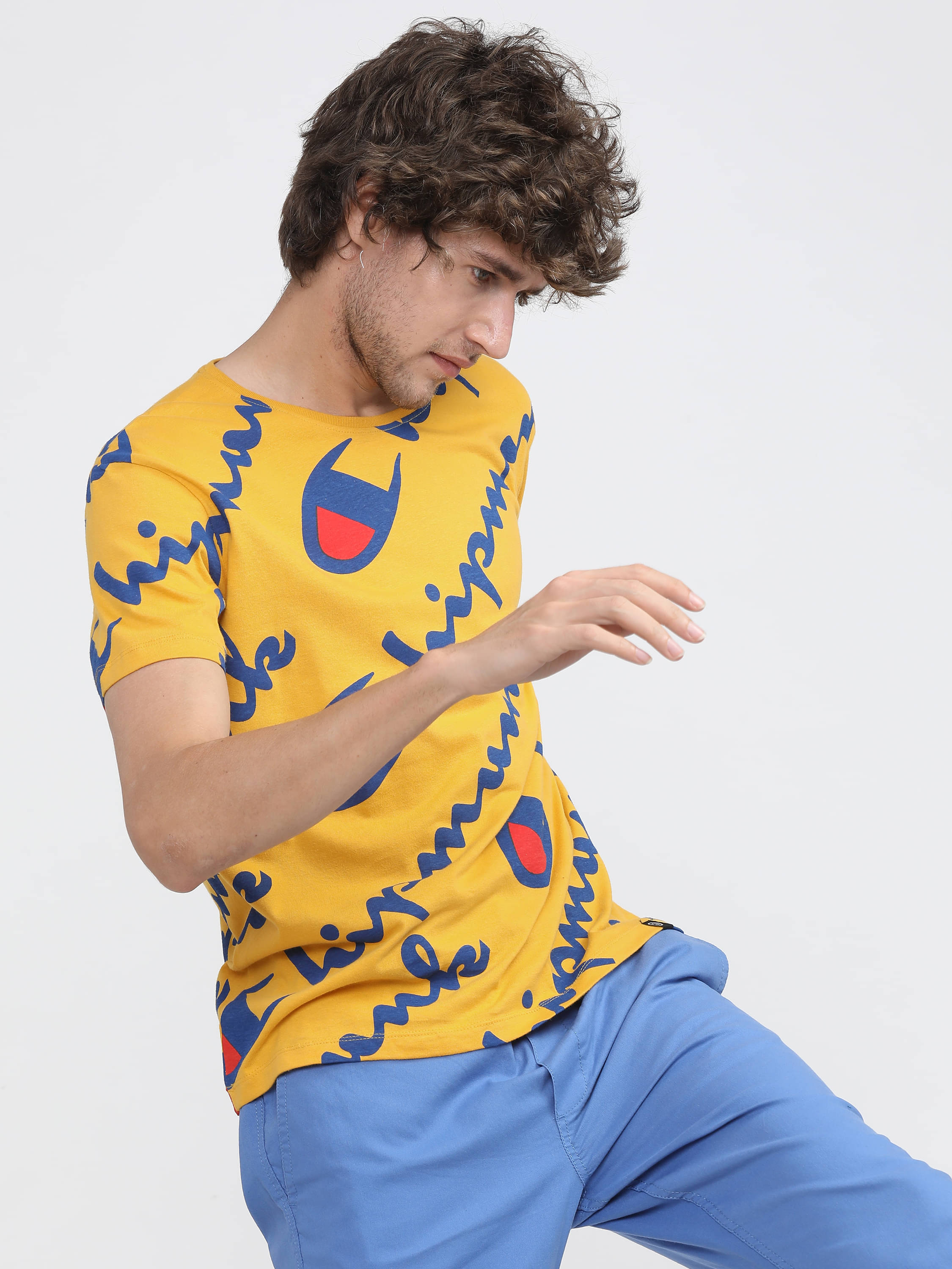 Locomotive Men 100% Cotton Slim Fit Printed T-Shirt ( Mustard )     			Locomotive Men 100% Cotton Slim Fit Printed T-Shirt ( Mustard )