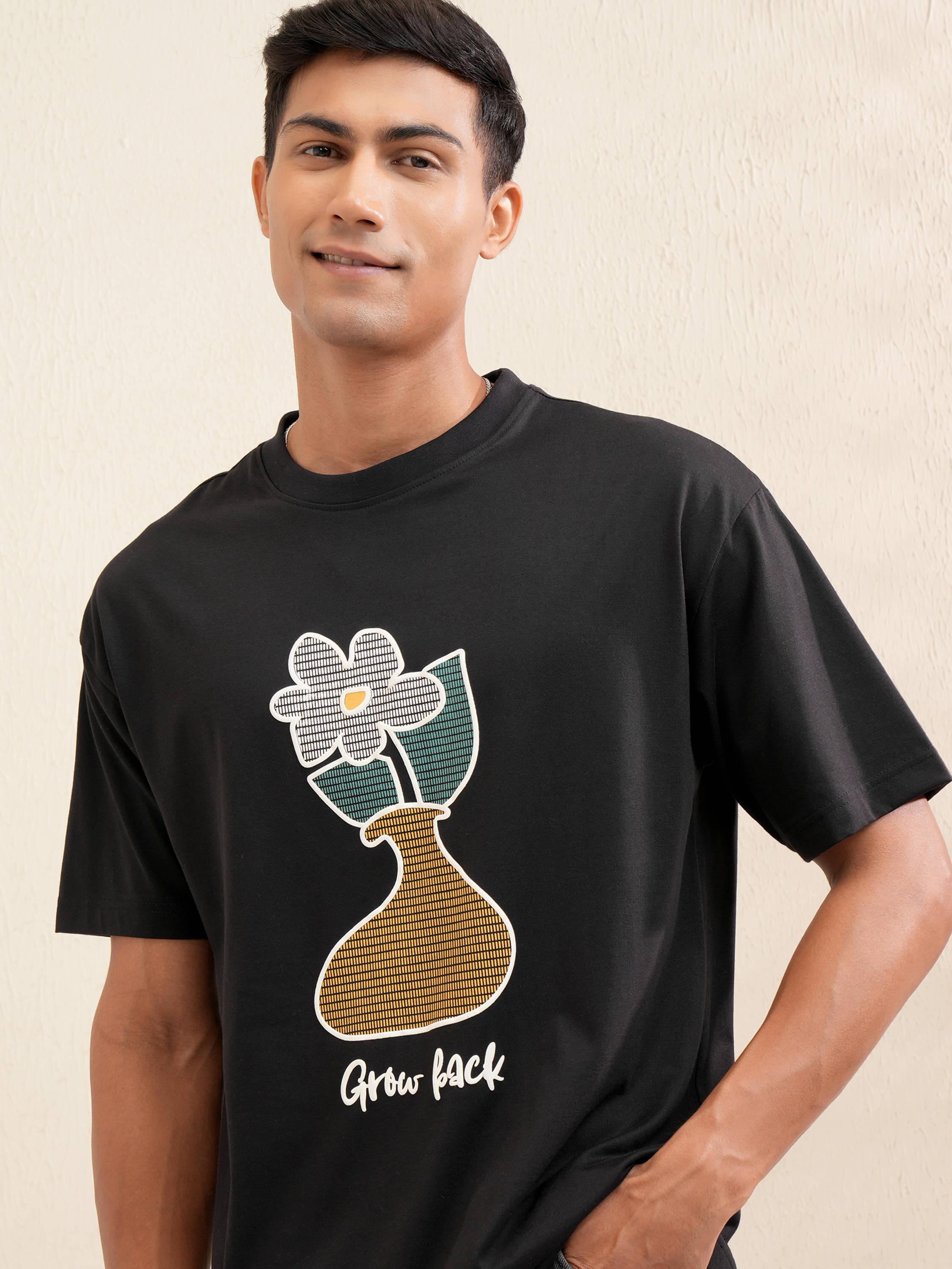 Locomotive Men Cotton Blend Relaxed Fit Printed T-Shirt ( Black )     			Locomotive Men Cotton Blend Relaxed Fit Printed T-Shirt ( Black )