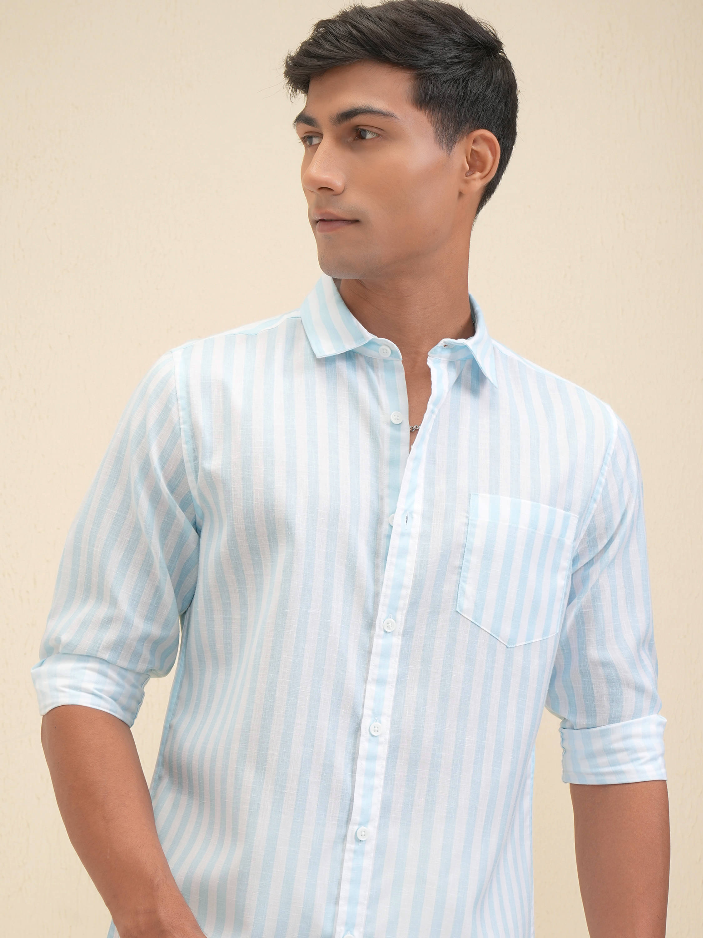     			Locomotive Poly Cotton Regular Fit Striped Full Sleeves Men's Casual Shirt - Blue ( Pack of 1 )