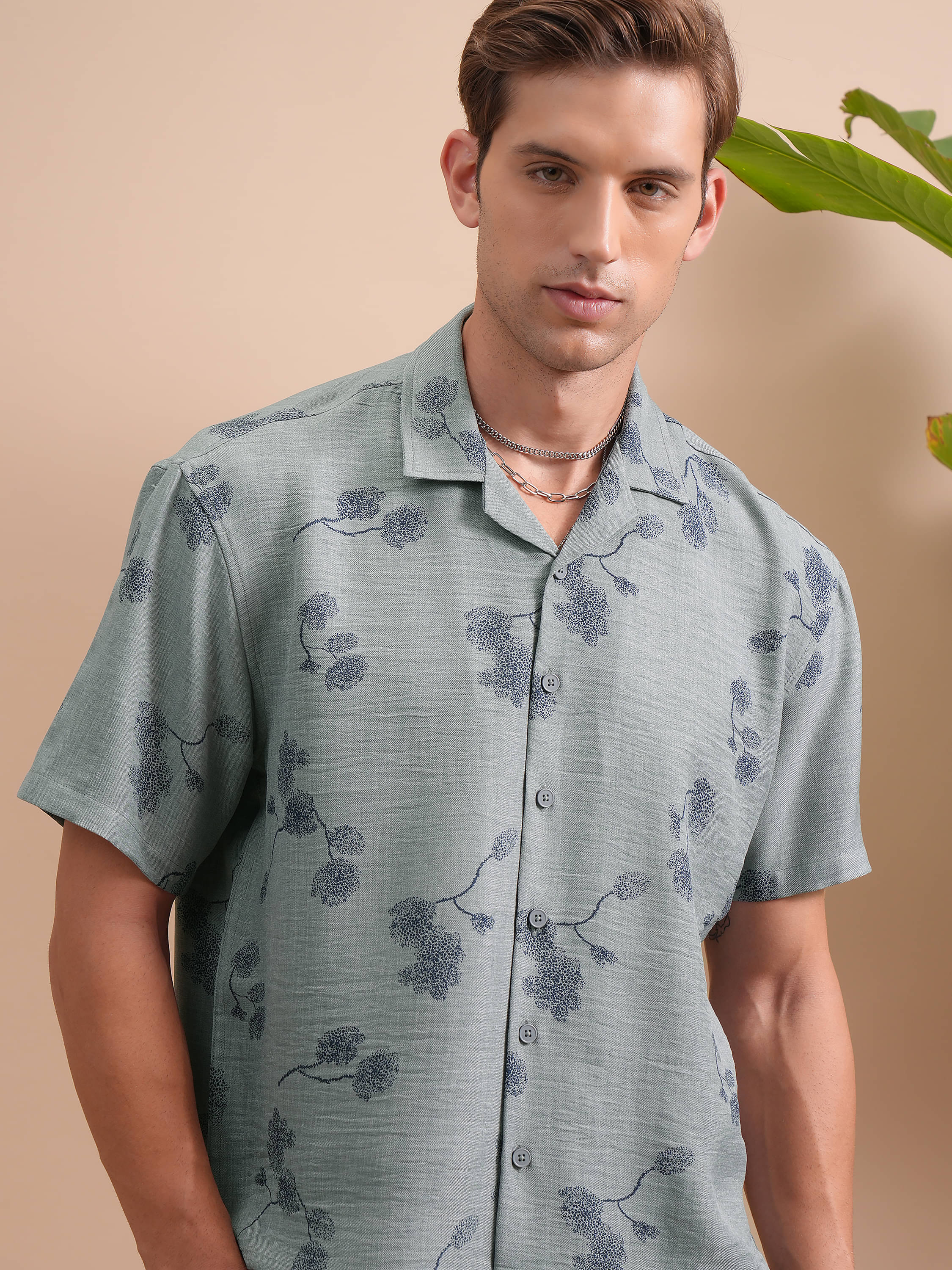     			Locomotive Polyester Oversized Fit Printed Half Sleeves Men's Casual Shirt - Grey ( Pack of 1 )