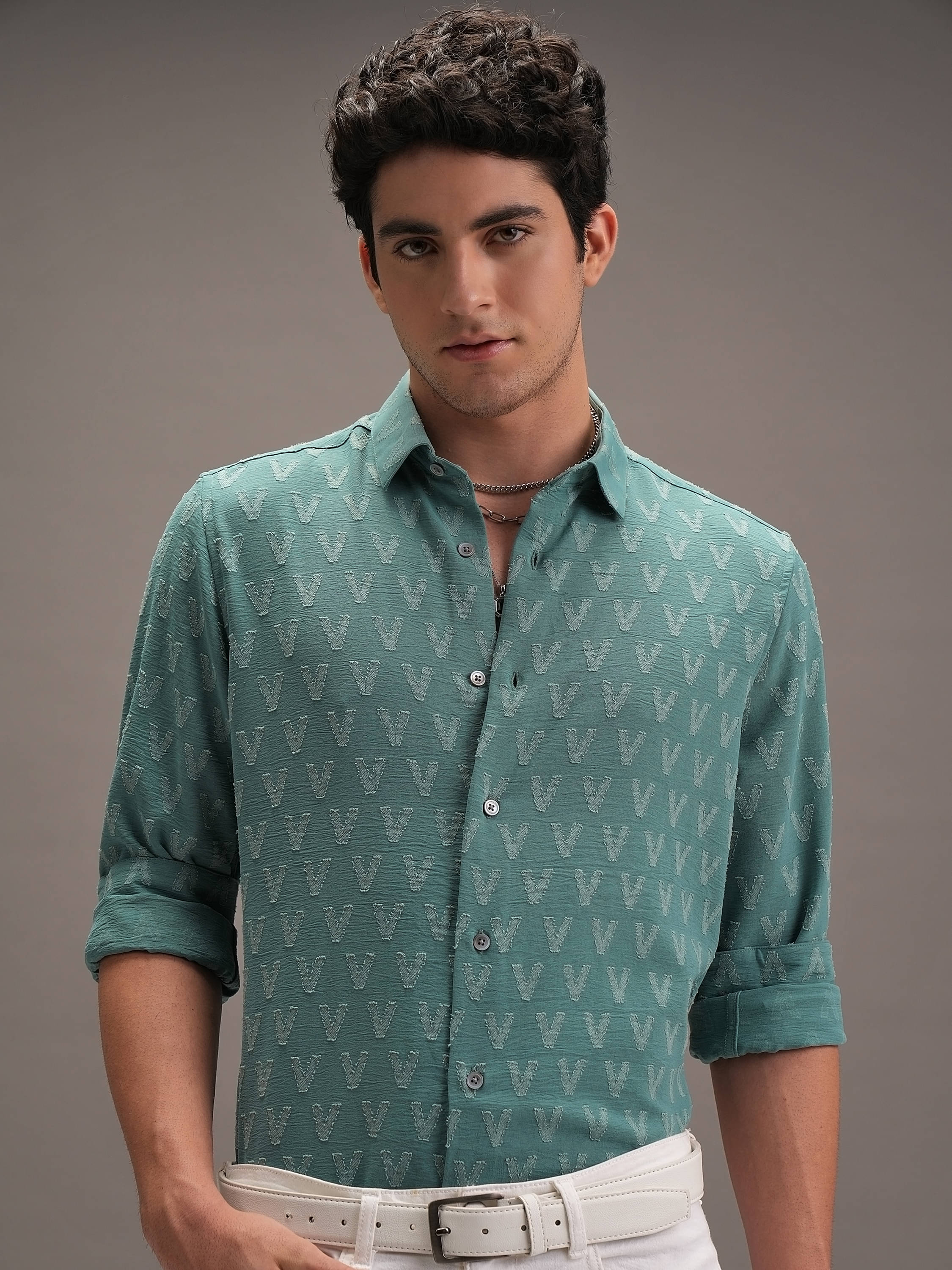 Locomotive Polyester Slim Fit Self Design Full Sleeves Men's Casual Shirt - Sea Green ( Pack of 1 ) Locomotive Polyester Slim Fit Self Design Full Sleeves Men's Casual Shirt - Sea Green ( Pack of 1 )